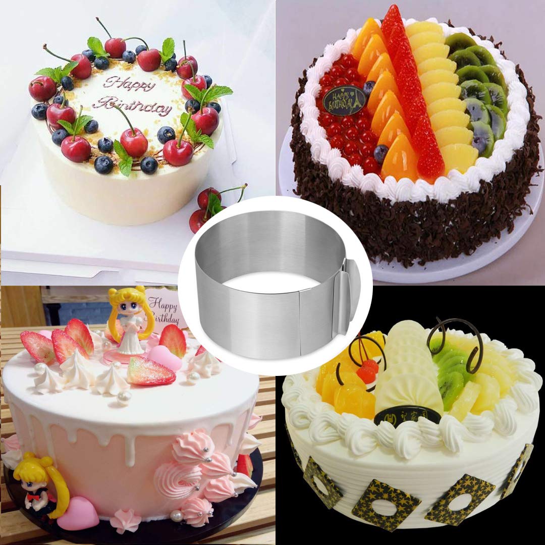 Adjustable Cake Mold Mousse Ring & Cake Collar Set - Heavy Duty 6-12 Inch Round Baking Ring for Cheesecake, Mousse, and Layered Desserts - Includes Acetate Roll for Professional Cake Decorating at Home