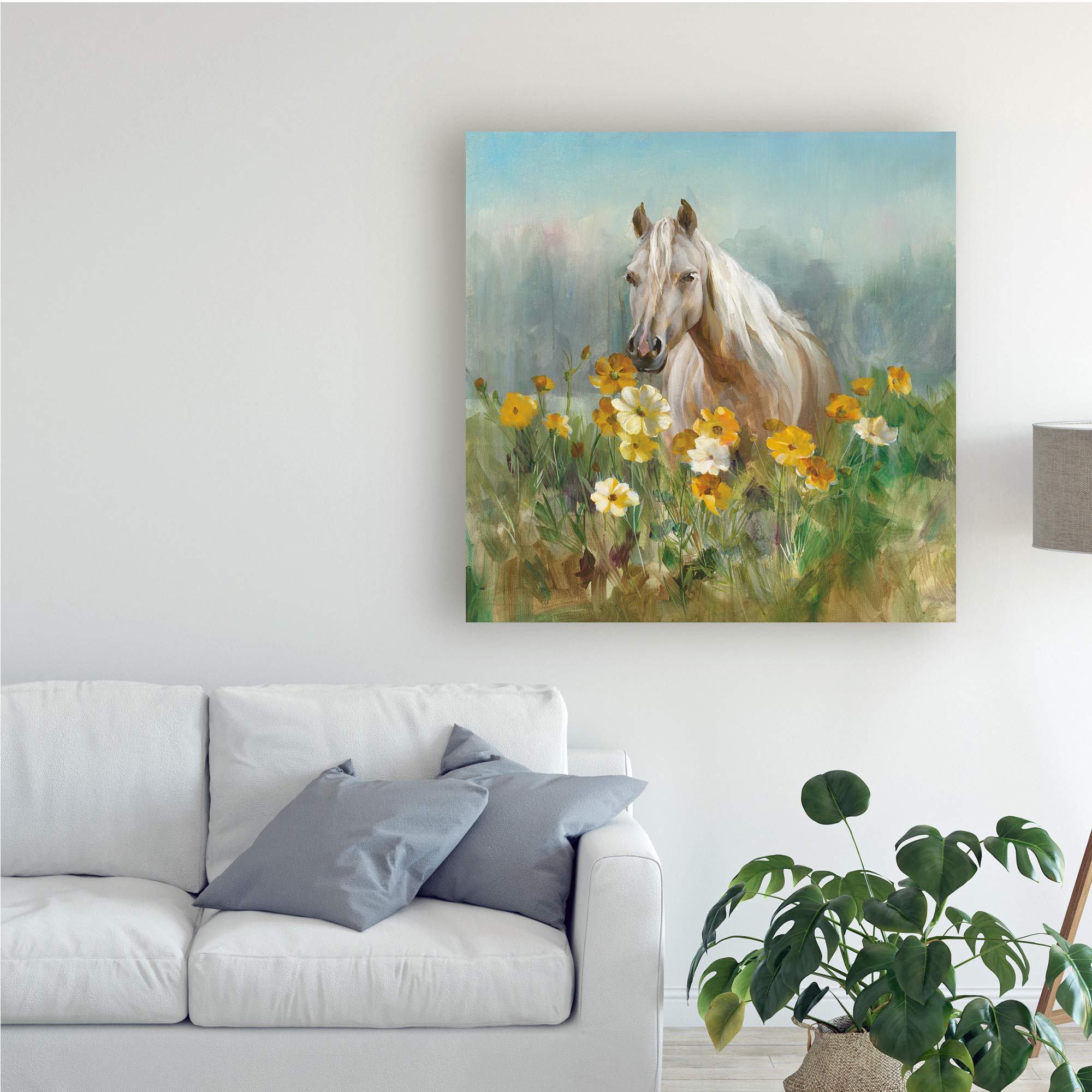 Danhui Nai Farm and Field II Fine Art Print - 18x18 Inch Wall Decor for Living Room, Bedroom & Office - Modern Landscape Painting for Home & Office Decor