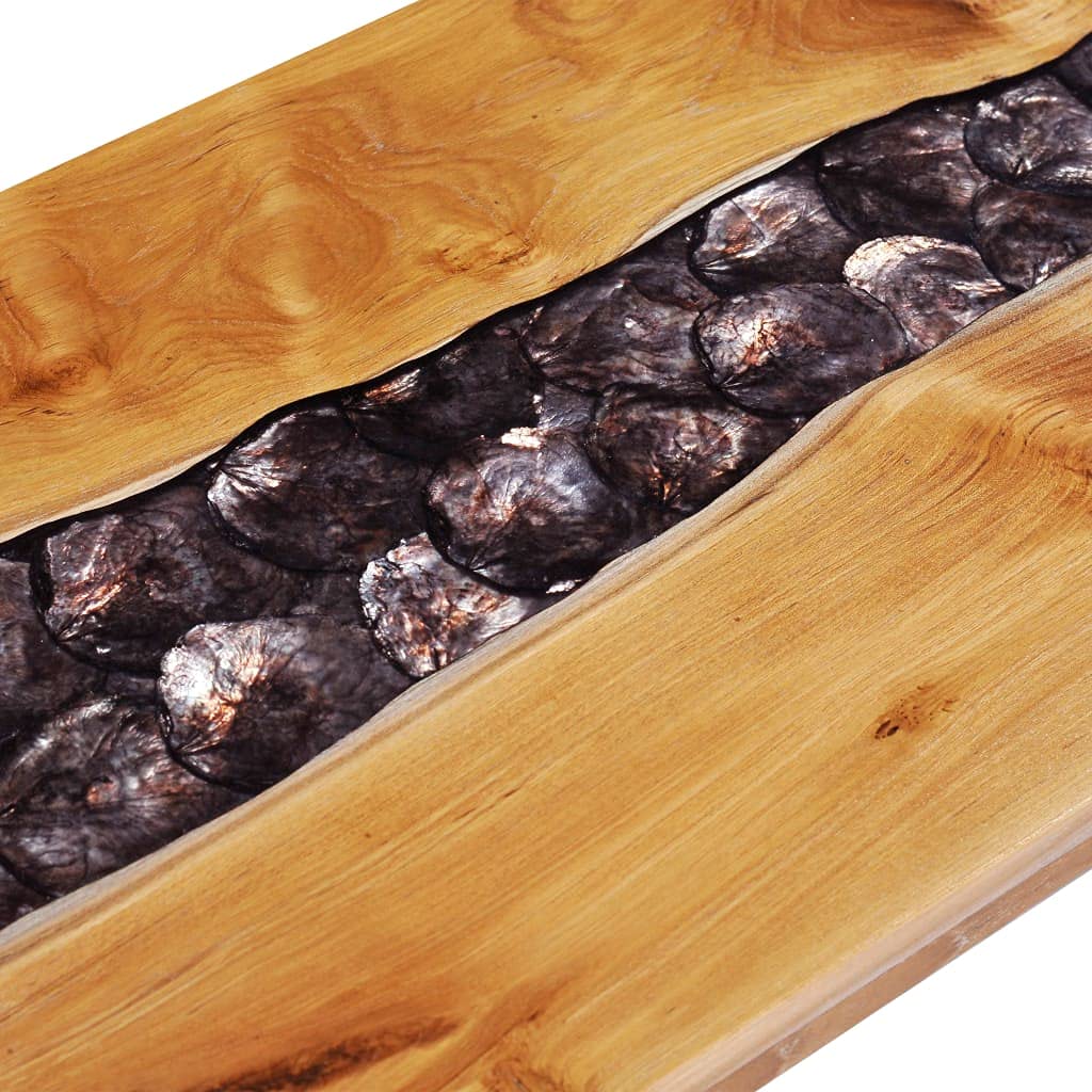 Solid Teak Wood Rectangular Coffee Table - 39.3x19.6x15.7 Inches Modern Side Table for Living Room, Office & Reception Areas | Durable Polyresin Finish | Perfect as Couch Table, Tea Table or End Table for Home Decor