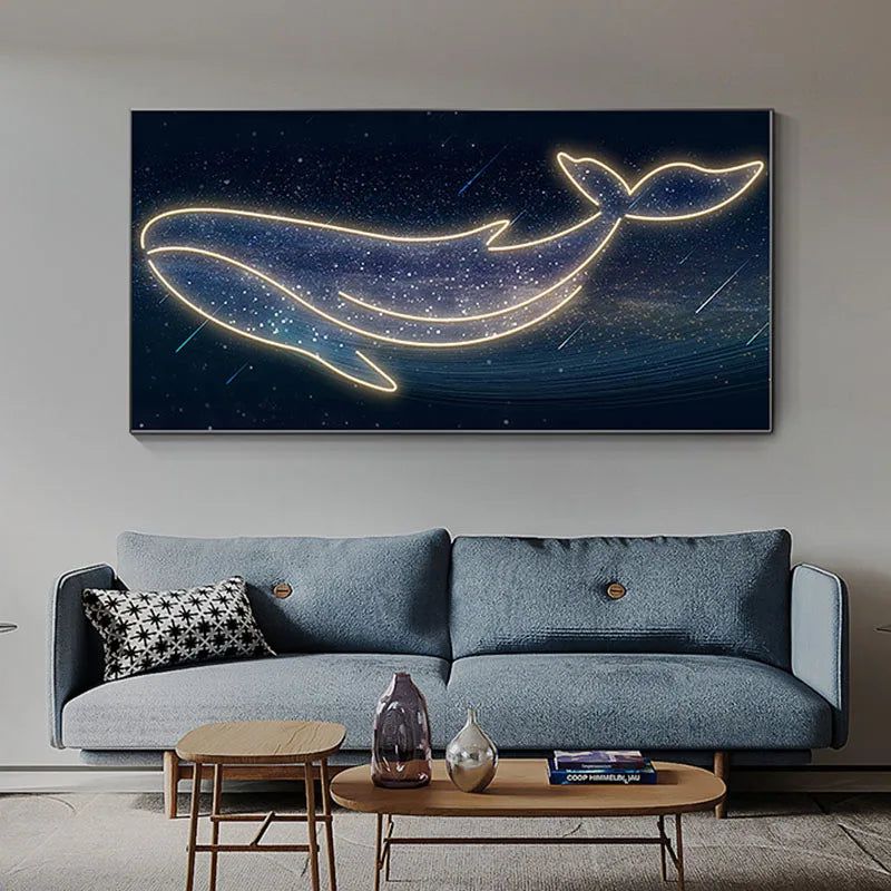 Whale LED Wall Lamp - Modern Art Decor Lighting for Living Room, Bedroom & Office - Energy-Efficient Dimmable Ambient Light