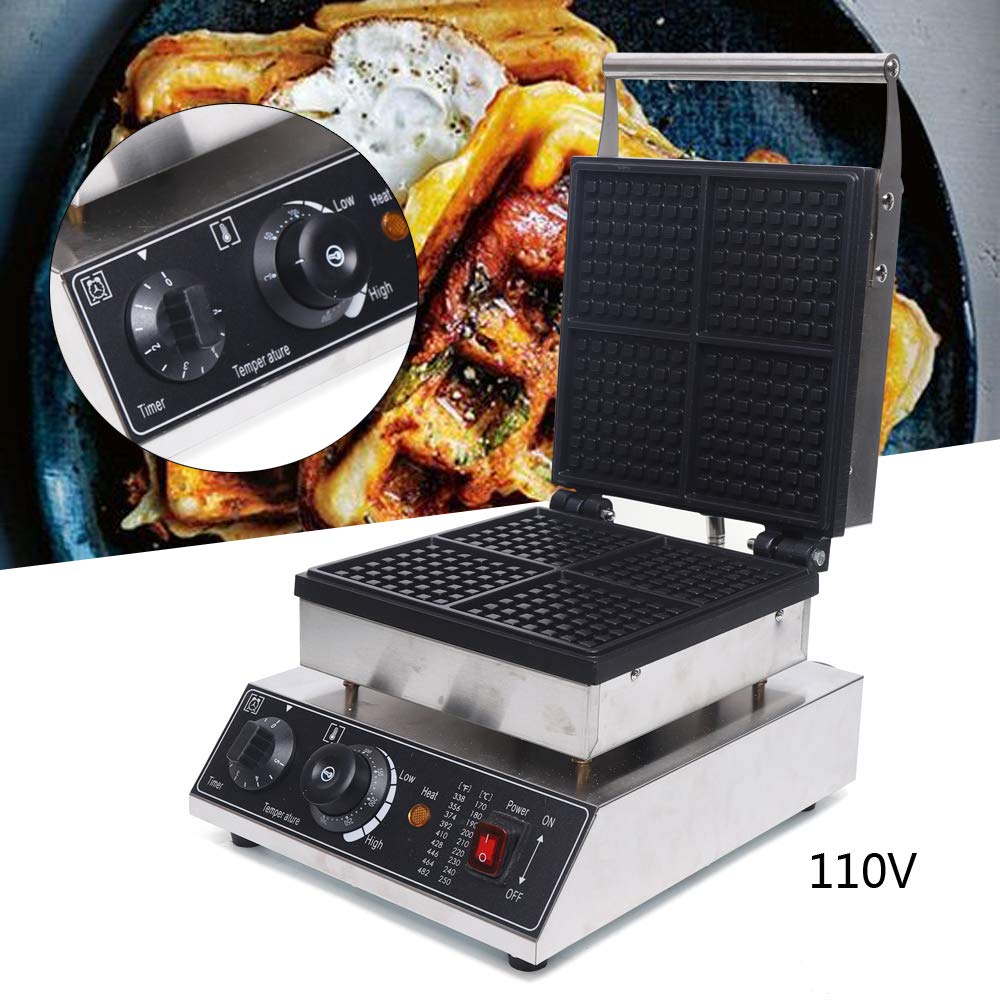 Electric Ice Cream Cone Waffle Maker Machine - 1200W Commercial & Home Use - Stainless Steel Nonstick Surface - Perfect for Dessert Shops, Parties & Family Breakfast (Includes 4 Non-stick Waffle Cones)