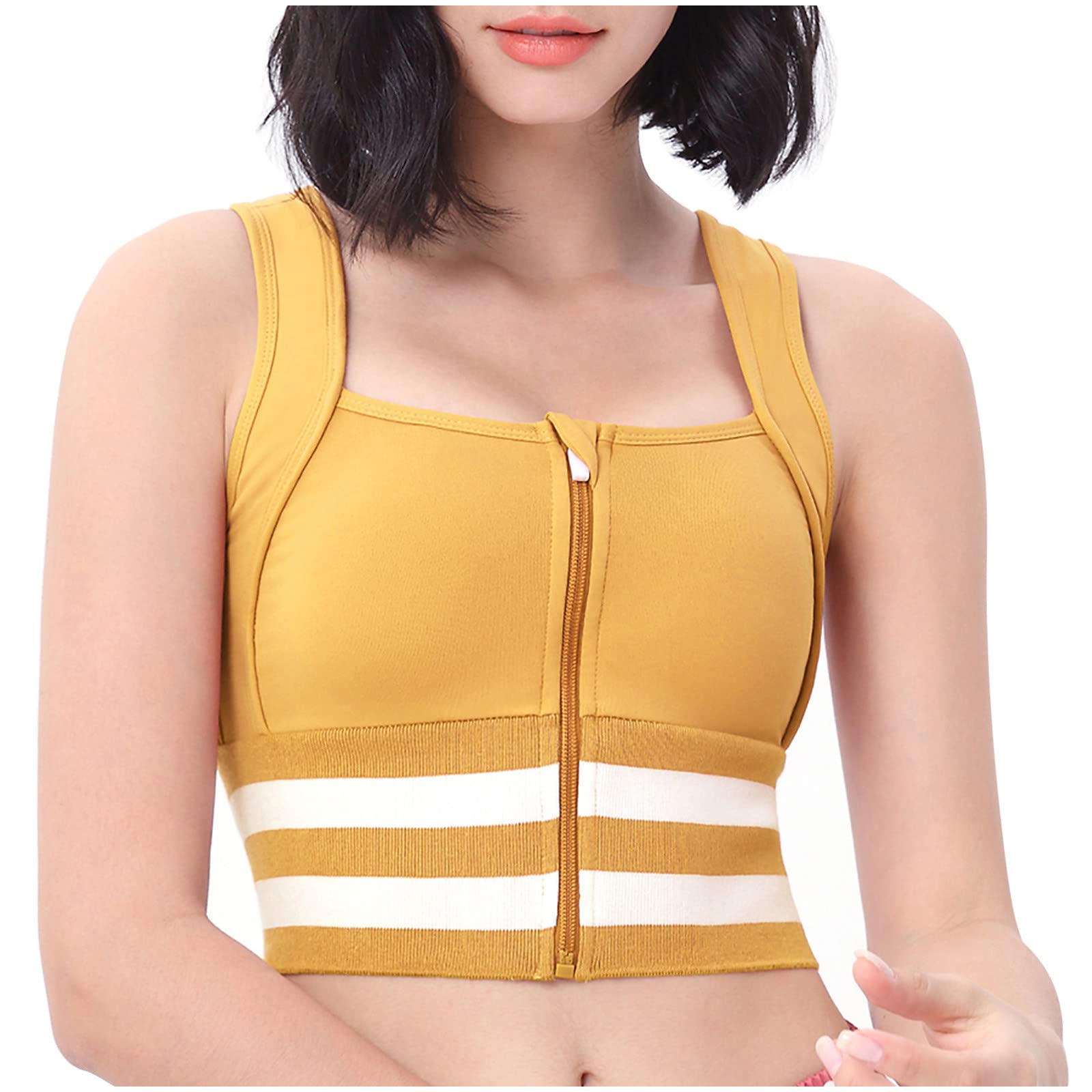 Women's Full Coverage Front Zip Sports Bra - Shockproof Yoga Vest with Beauty Back Design for Fitness & Workouts - Perfect for Gym, Running, Yoga & High-Impact Activities