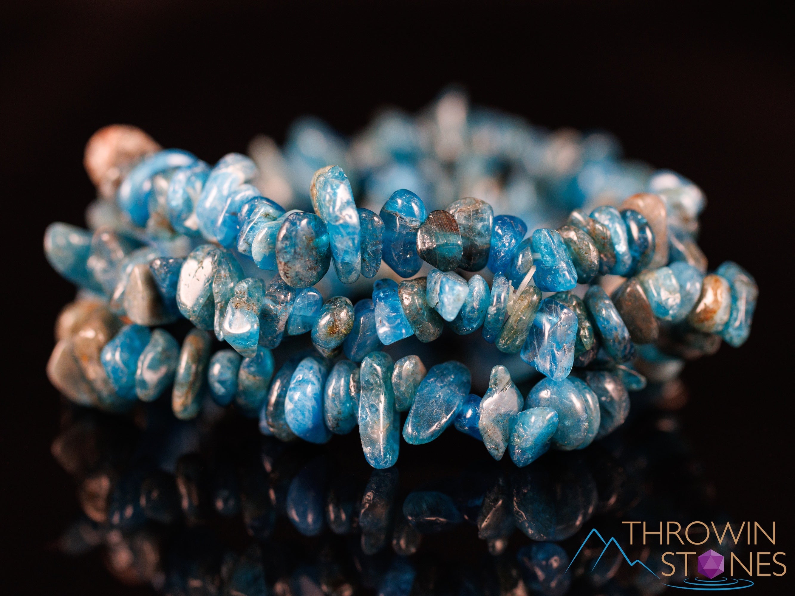 Blue Apatite Crystal Bracelet - Handmade Healing Stone Chip Bead Bracelet for Women, Natural Gemstone Jewelry for Stress Relief & Positive Energy, Perfect for Meditation, Yoga & Spiritual Healing (E0632)