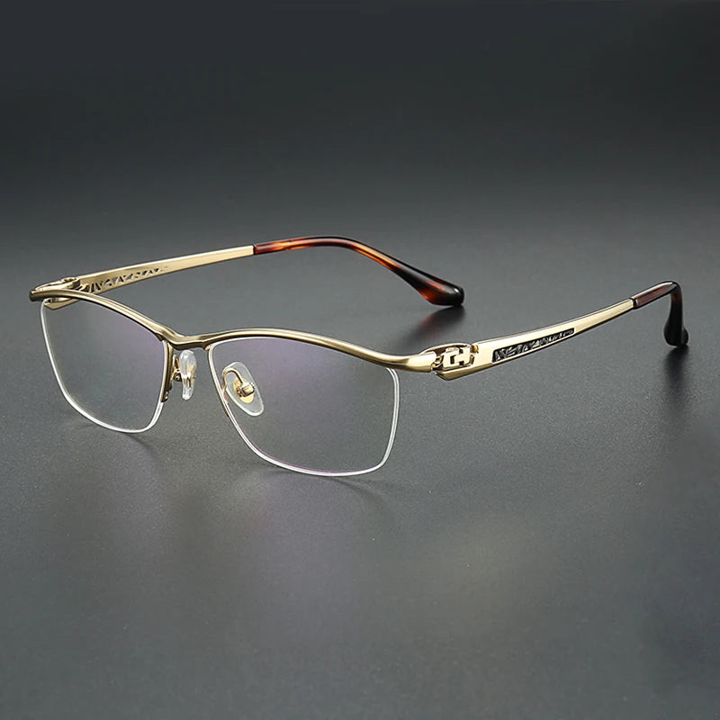 Aror Men's Semi-Rimless Square Oval Titanium Eyeglasses Frame 96162 - Lightweight Durable Glasses for Work, Reading & Everyday Wear