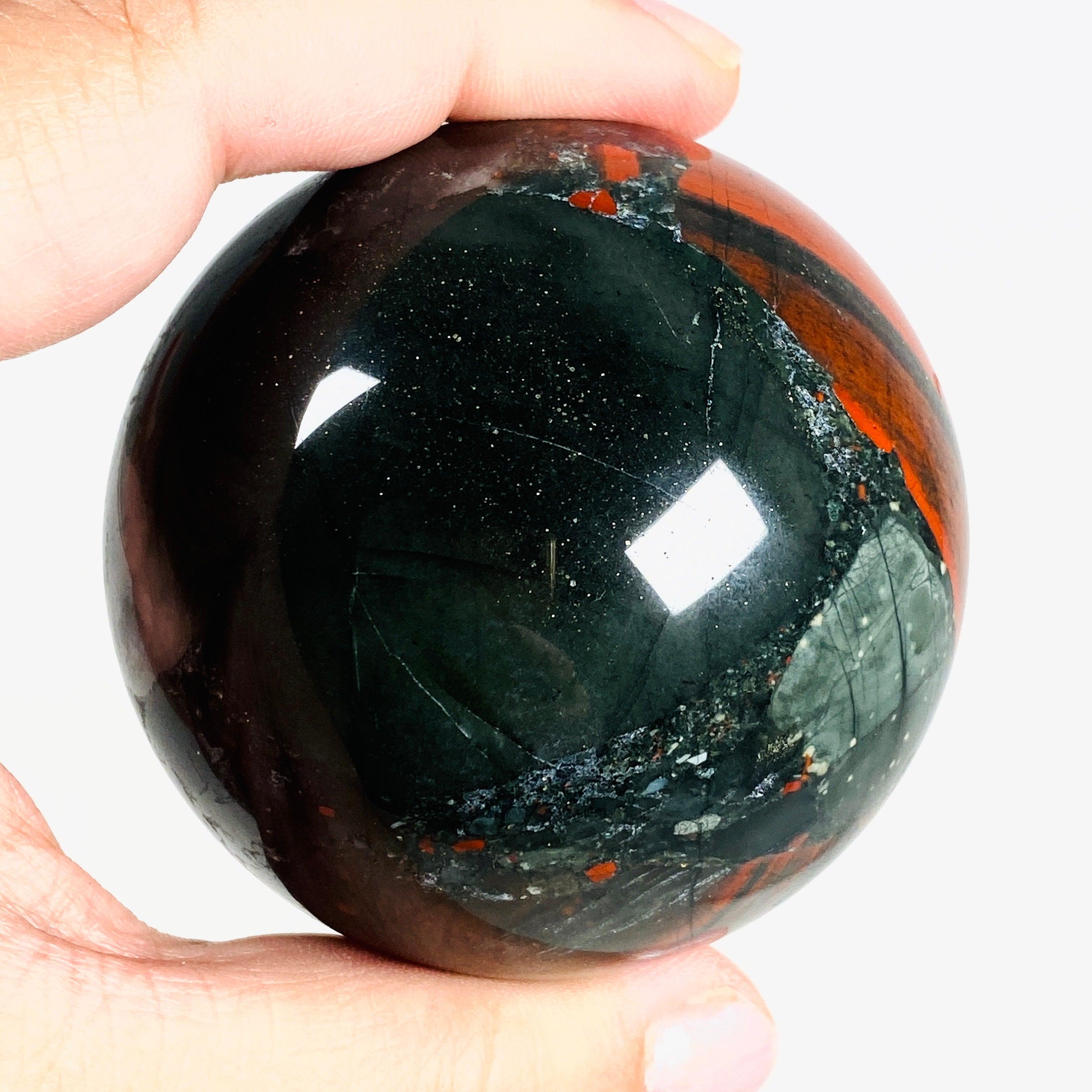 African Bloodstone Sphere ABS 5 - Natural Healing Crystal Ball for Meditation, Chakra Balancing & Home Decor - Perfect for Yoga, Reiki & Spiritual Gifts