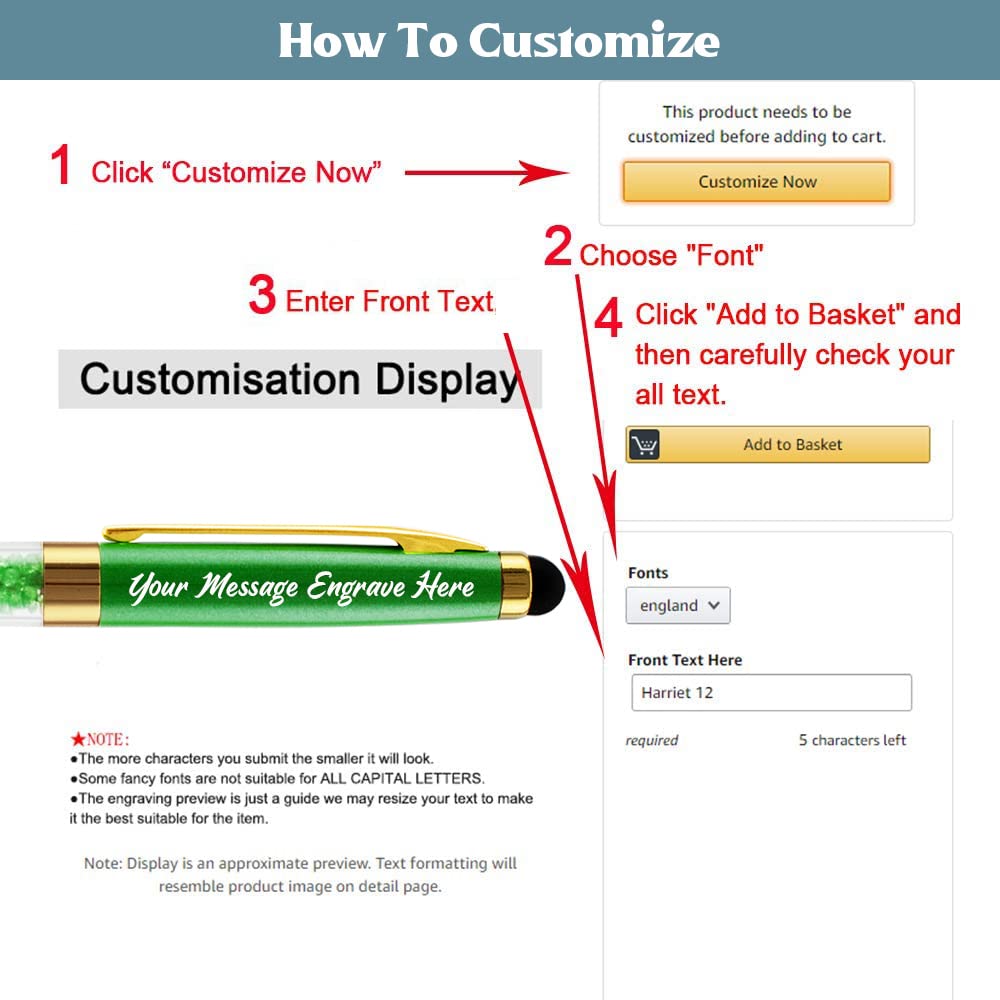Custom Engraved Ballpoint Pens with Stylus Tip - Medium Point Smooth Writing Pens - Personalized with Name or Slogan - 10 Pack Gift Set for Men, Women, Students & Professionals - Perfect for Office, School, Meetings & Everyday Use