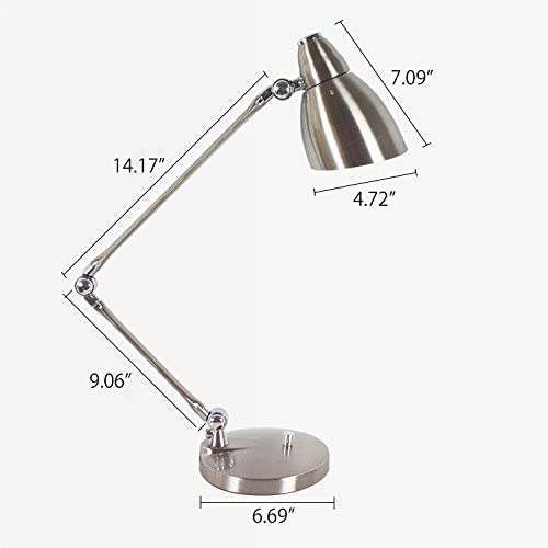 Adjustable LED Desk Lamp - Modern Swing Arm Table Light with Flexible Gooseneck, Silver Industrial Design for Home Office, Study & Reading