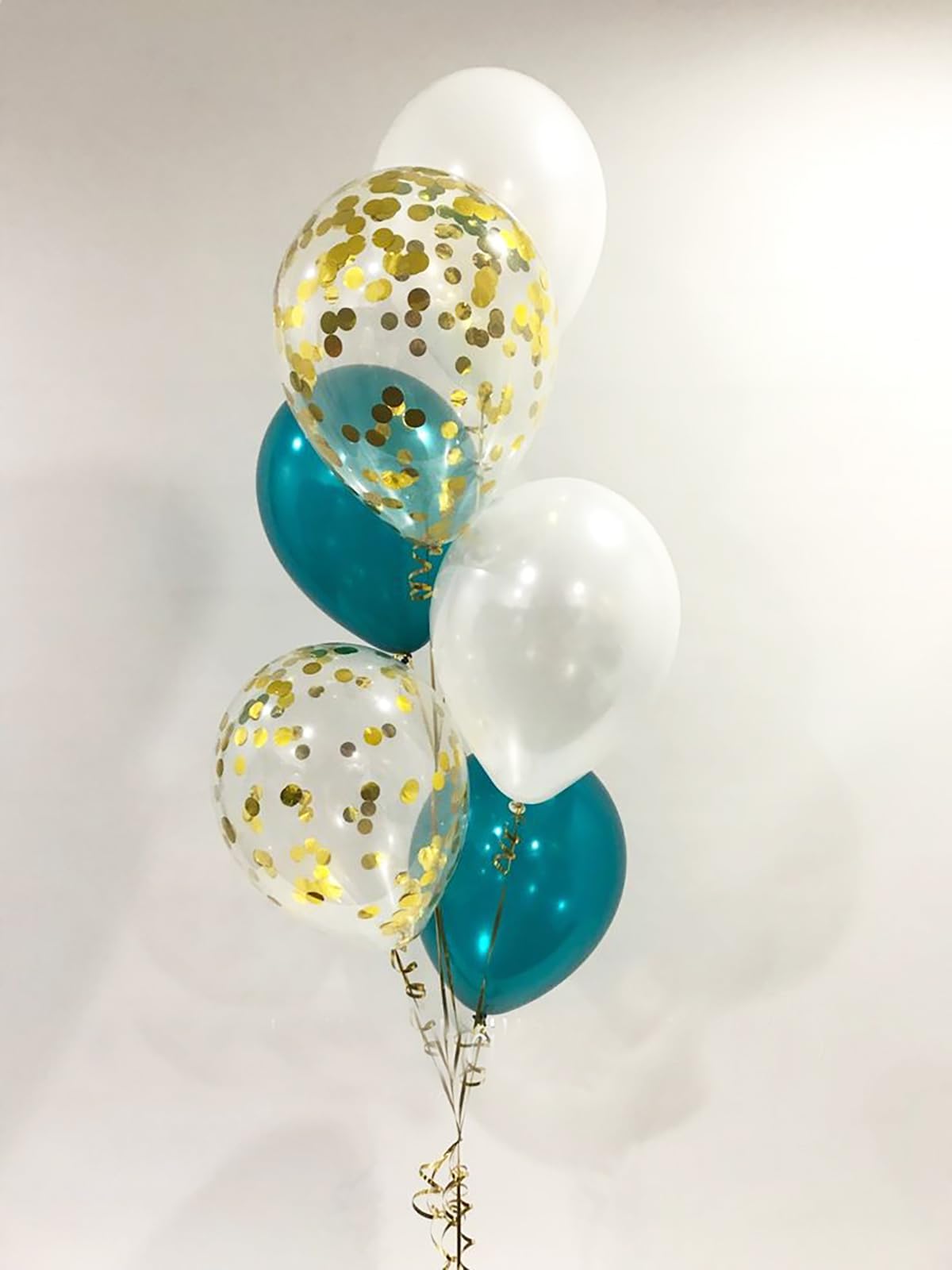 Teal Gold Balloons & Turquoise Birthday Decorations - 2 Sets of 15pcs Table Centerpiece Balloon Stands for Wedding, Birthday Party, Baby Shower & Special Events | Elegant Teal & Gold Party Decor