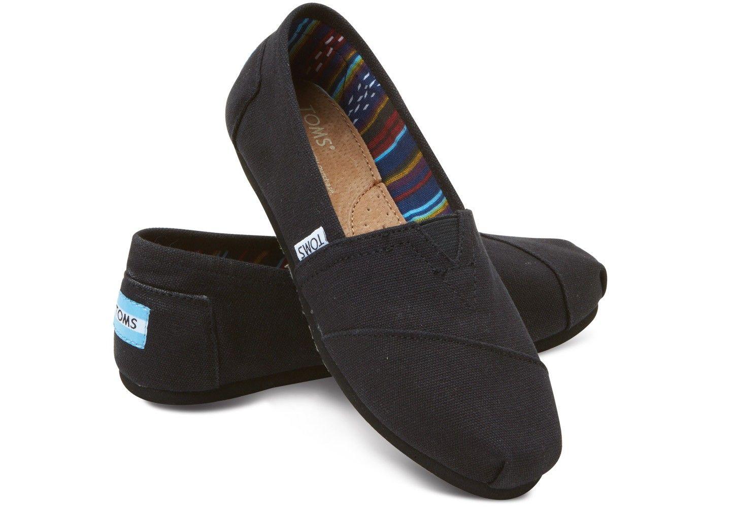 TOMS Black on Black Canvas Classic Slip-On Shoes - Comfortable & Stylish for Men & Women - Perfect for Casual Wear, Travel & Everyday Use