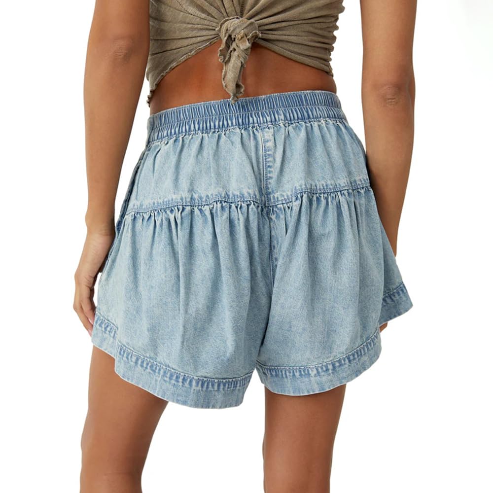 UTCoco Women's 2025 High Waisted Denim Shorts - Wide Leg Pleated Ruffle Jean Shorts for Summer | Casual Fashion, Beach Outfits & Street Style