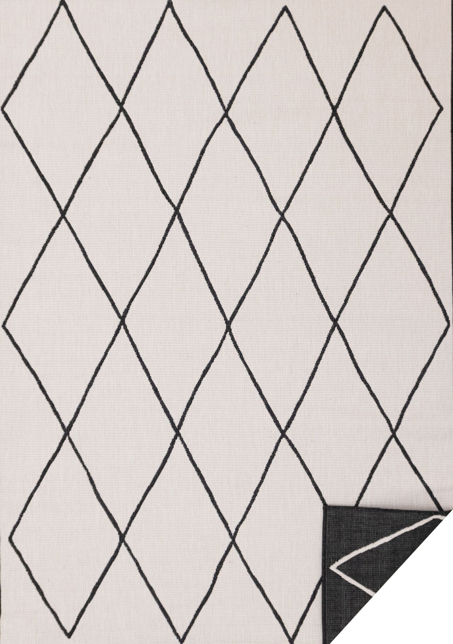 Bristol 5'3 x 7'7 Reversible Trellis Area Rug in White & Black - Perfect for Living Room, Bedroom or Office Decor