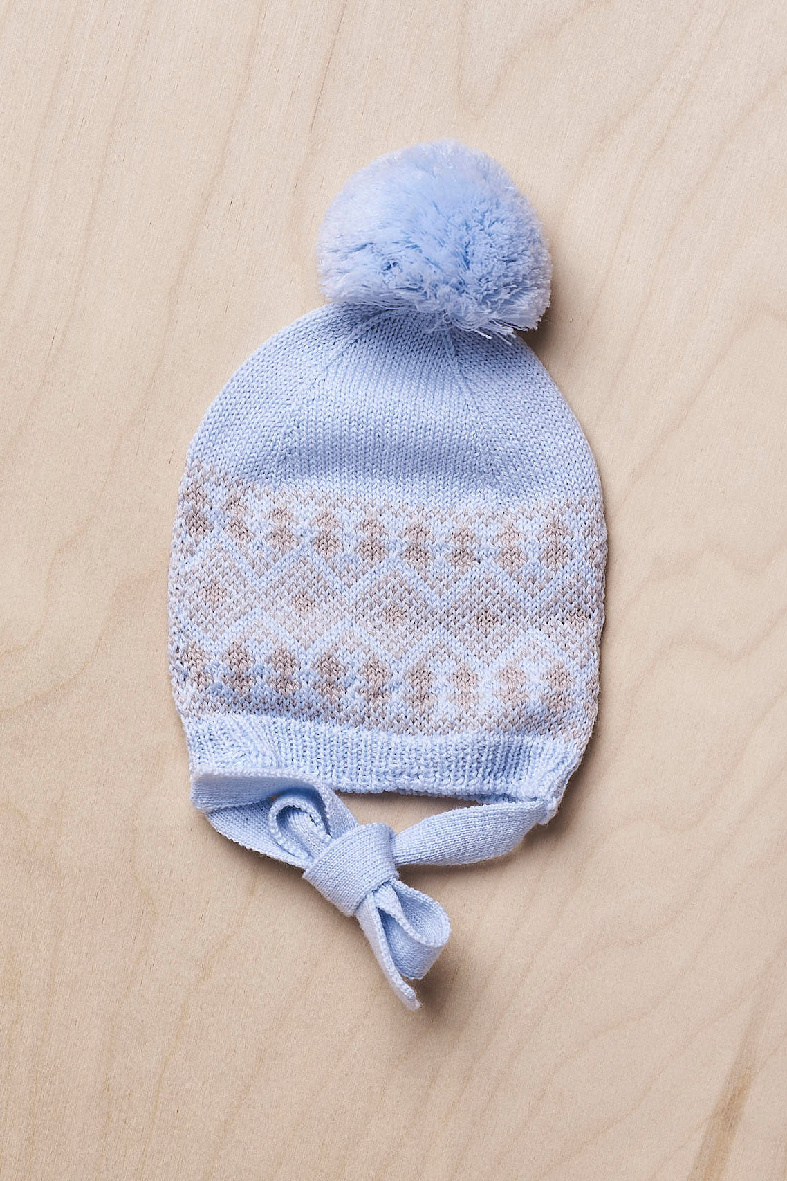 Baby Blue Merino Wool Pom Pom Hat - Soft & Warm Winter Beanie for Infants & Toddlers - Perfect for Outdoor Play, Snow Days & Photo Shoots