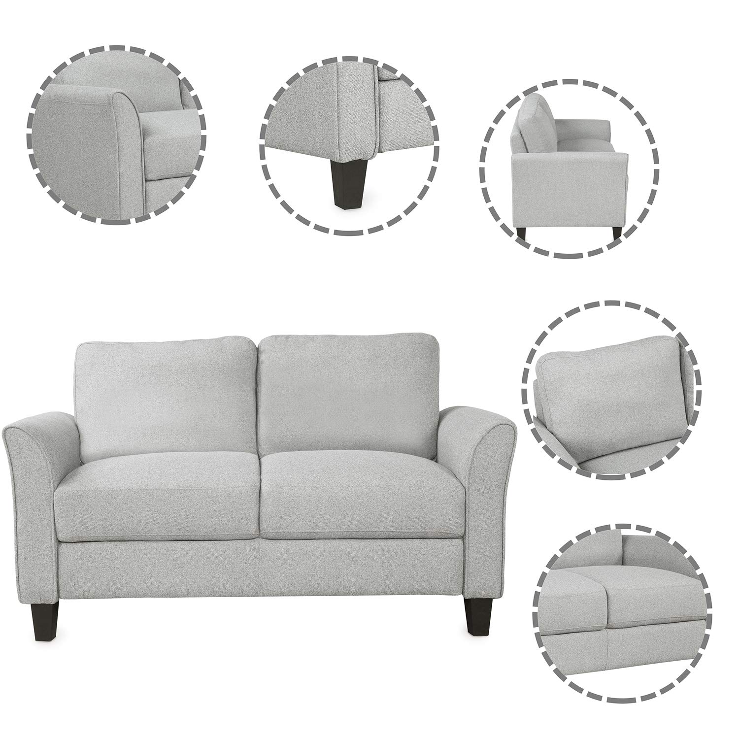 Danxee 2-Piece Sectional Sofa Set with Loveseat and Armchair - Modern Living Room Furniture in Light Grey | Perfect for Small Spaces, Apartments & Cozy Family Gatherings