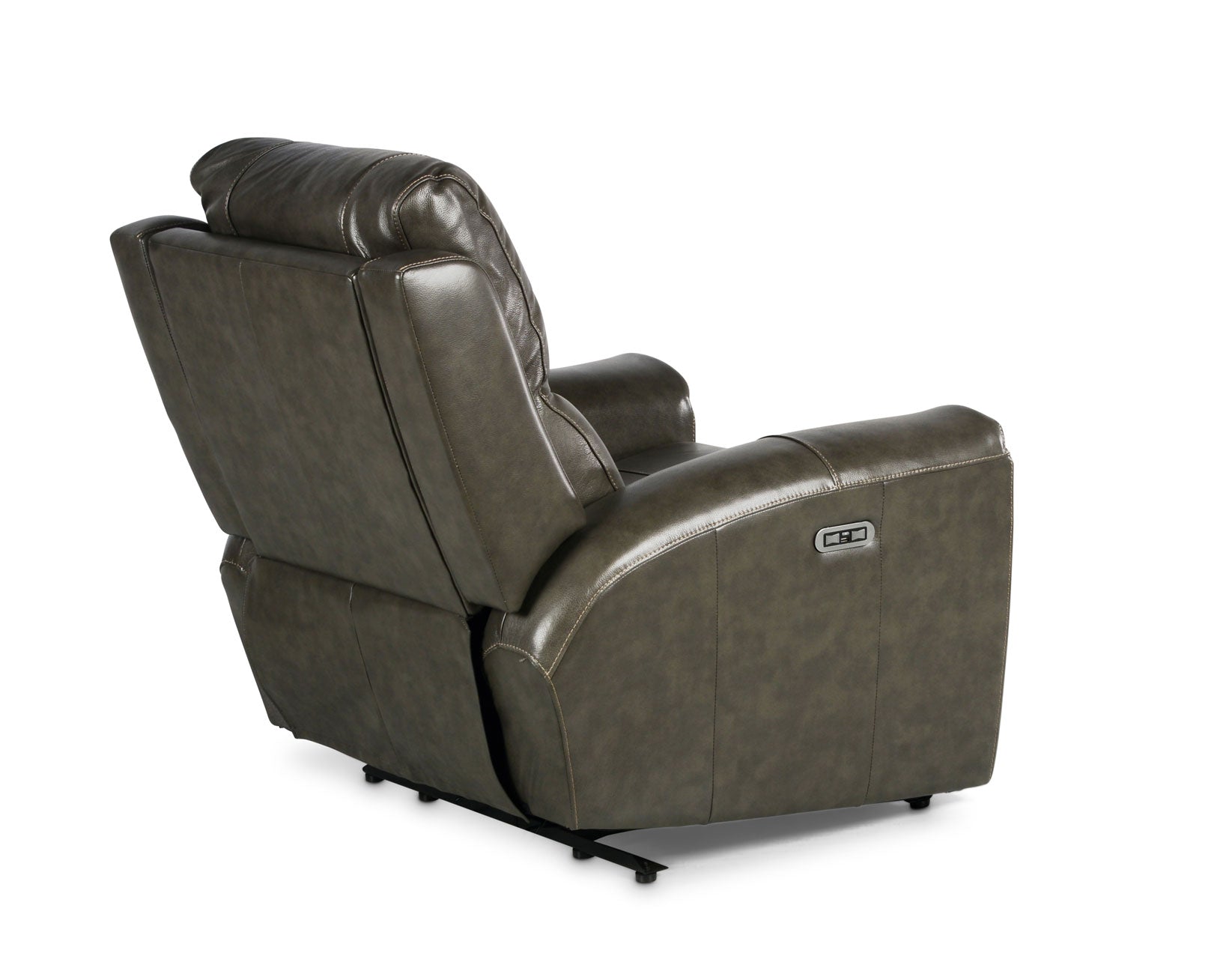 Laura Grey Leather Power Recliner Chair - Electric Lift Recliner Sofa for Living Room, Home Theater & Office - Comfortable PU Leather Massage Reclining Chair with USB Charger & Cup Holders