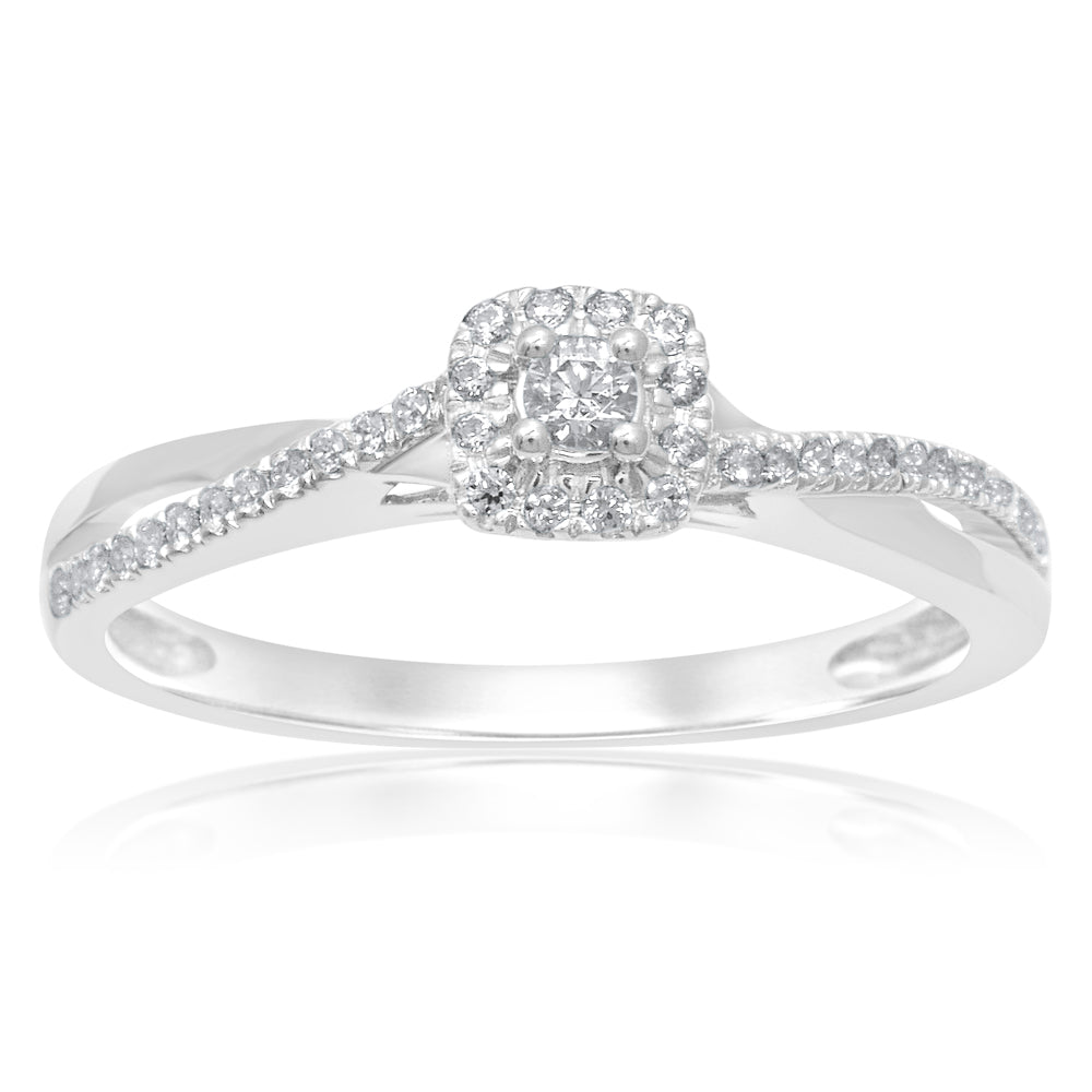 9ct White Gold Solitaire Ring with 1/5 Carat Diamond - Elegant Engagement Ring for Women, Perfect for Proposals, Anniversaries & Special Occasions