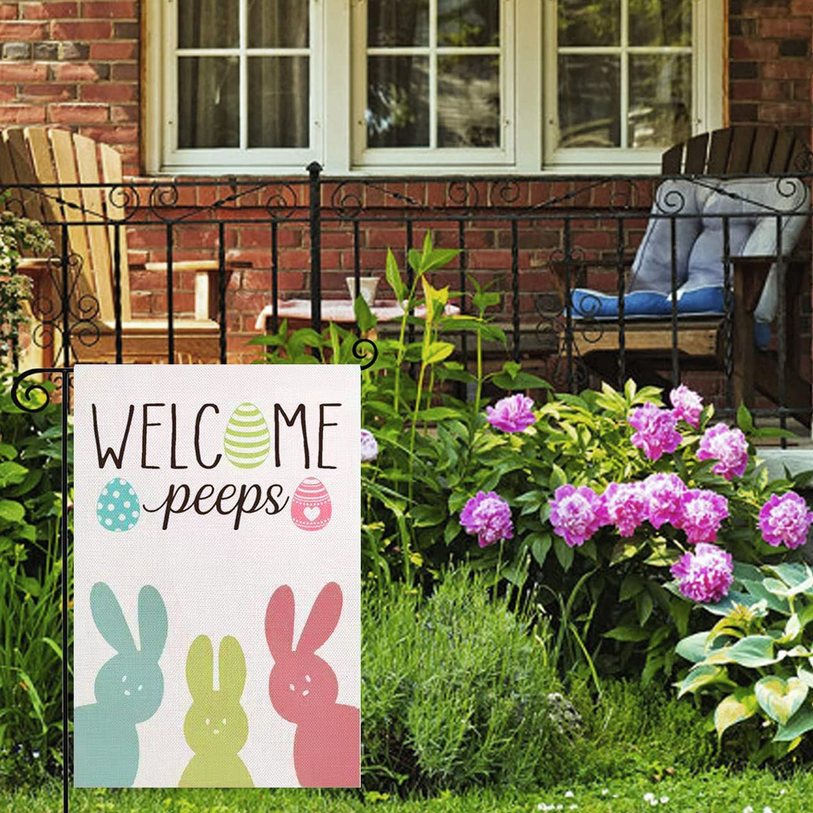 Easter House Flag 12×18 Inch - Double Sided Burlap Vertical Garden Flag for Spring & Summer Decor | Farmhouse Yard, Outdoor, Porch, Welcome Decoration