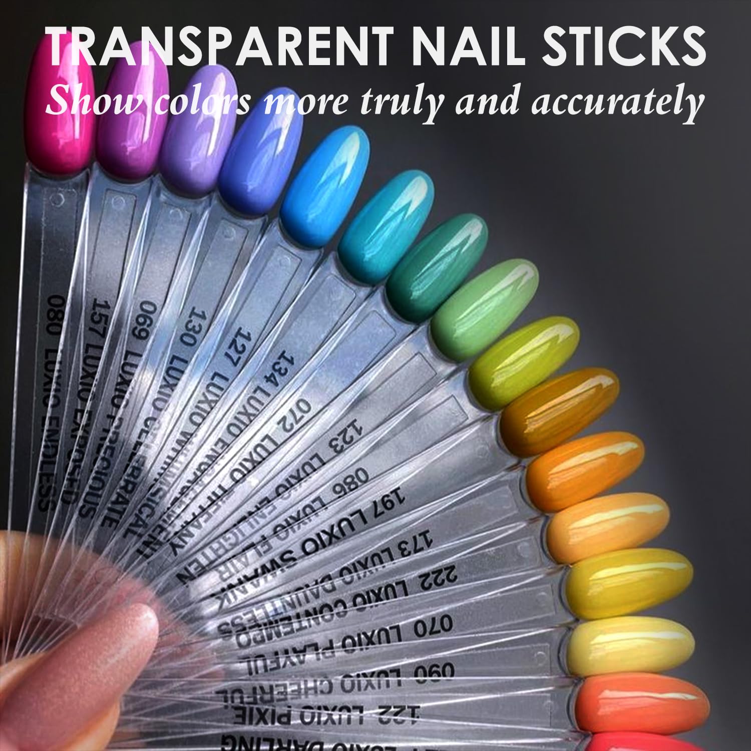 BORNBYME 100pcs Clear Nail Polish Swatch Sticks - Medium Oval Nail Art Practice Tips for Gel Polish Color Display | Perfect for Salon Professionals, DIY Nail Artists & Nail Polish Swatching