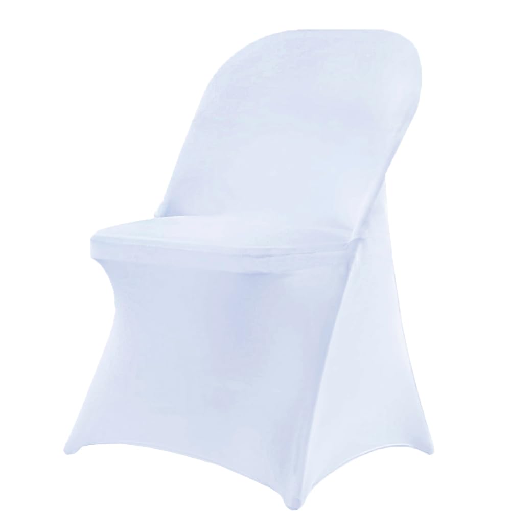 50 Pack White Folding Chair Covers - Stretchable Spandex Banquet & Wedding Chair Slipcovers - Perfect for Events, Parties, and Home Decor