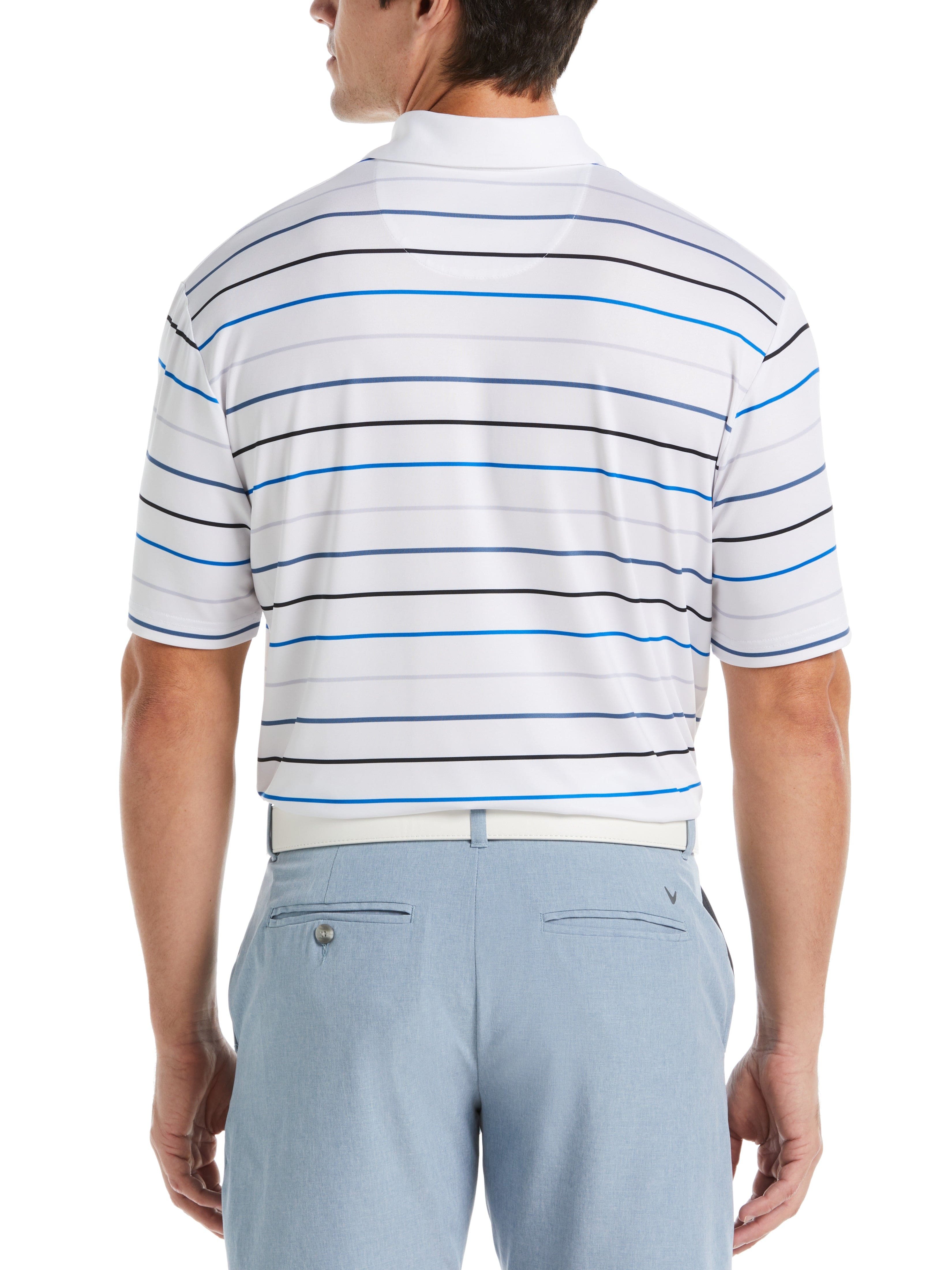 Men's Roadmap Stripe Golf Polo Shirt - Breathable Quick-Dry Performance Tee for Golf, Tennis & Casual Wear