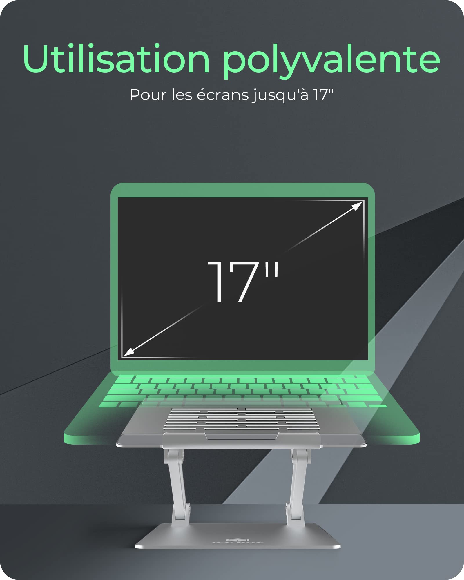 CY BOX Adjustable Aluminum Laptop Stand for Desk - Ergonomic Freestanding Riser with Heat Dissipation, Fits MacBook Pro/Air, Dell, Lenovo, Samsung & 17