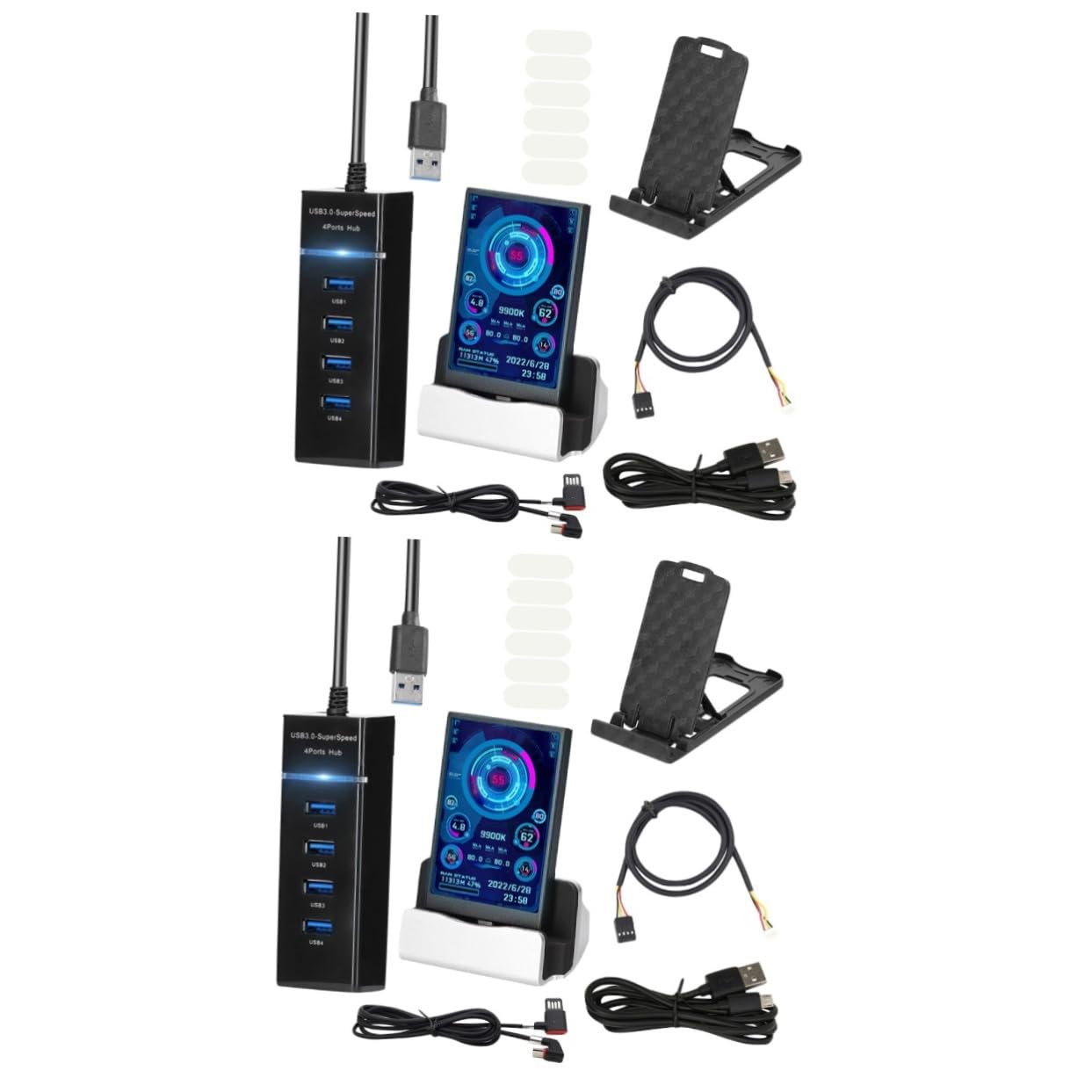 OSALADI 2 Pack Mini PC Secondary Display Screen - External GPU Enclosure Mini LCD Monitor for Computer Case - Perfect for Gaming Rigs, Workstations & Home Office Setups