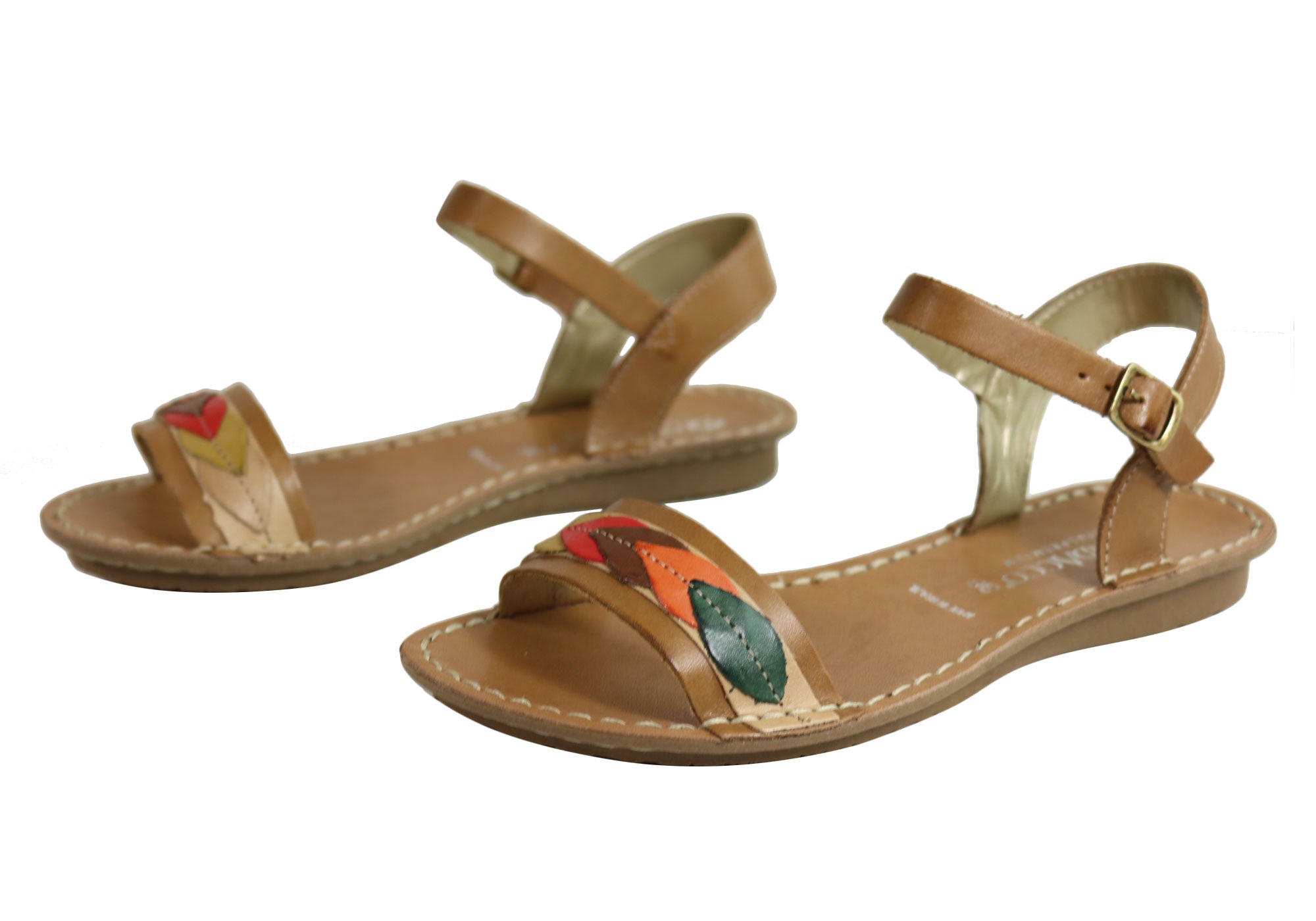 Andacco Petal Women's Comfortable Flat Leather Sandals - Handmade in Brazil - Perfect for Beach, Vacation & Summer Outfits
