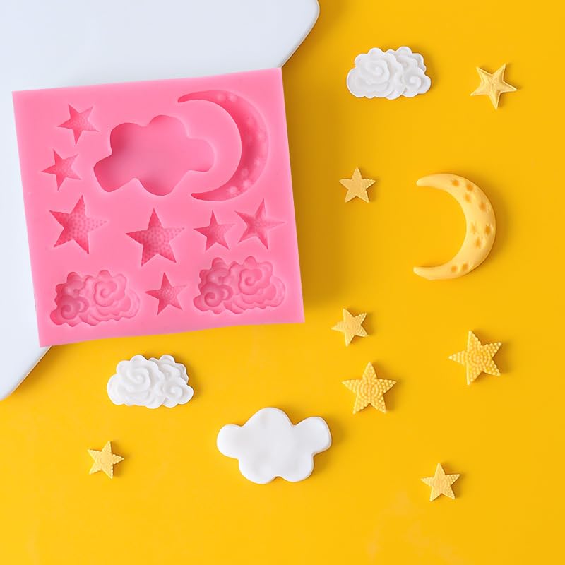 2PCS Moon and Star Silicone Molds for Baking - Fondant, Chocolate, Candy & Cake Decorating | Perfect for DIY Desserts, Party Treats & Holiday Baking