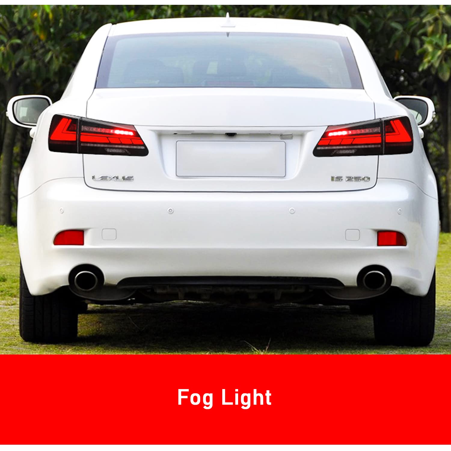 HCMOTIONZ LED Tail Lights Assembly for 2006-2013 Lexus IS250 IS350 ISF Sedan - Plug-and-Play Taillamp with Startup Animation, DRL & Reverse Lights - Direct Replacement for OEM - Perfect for Night Driving & Car Customization