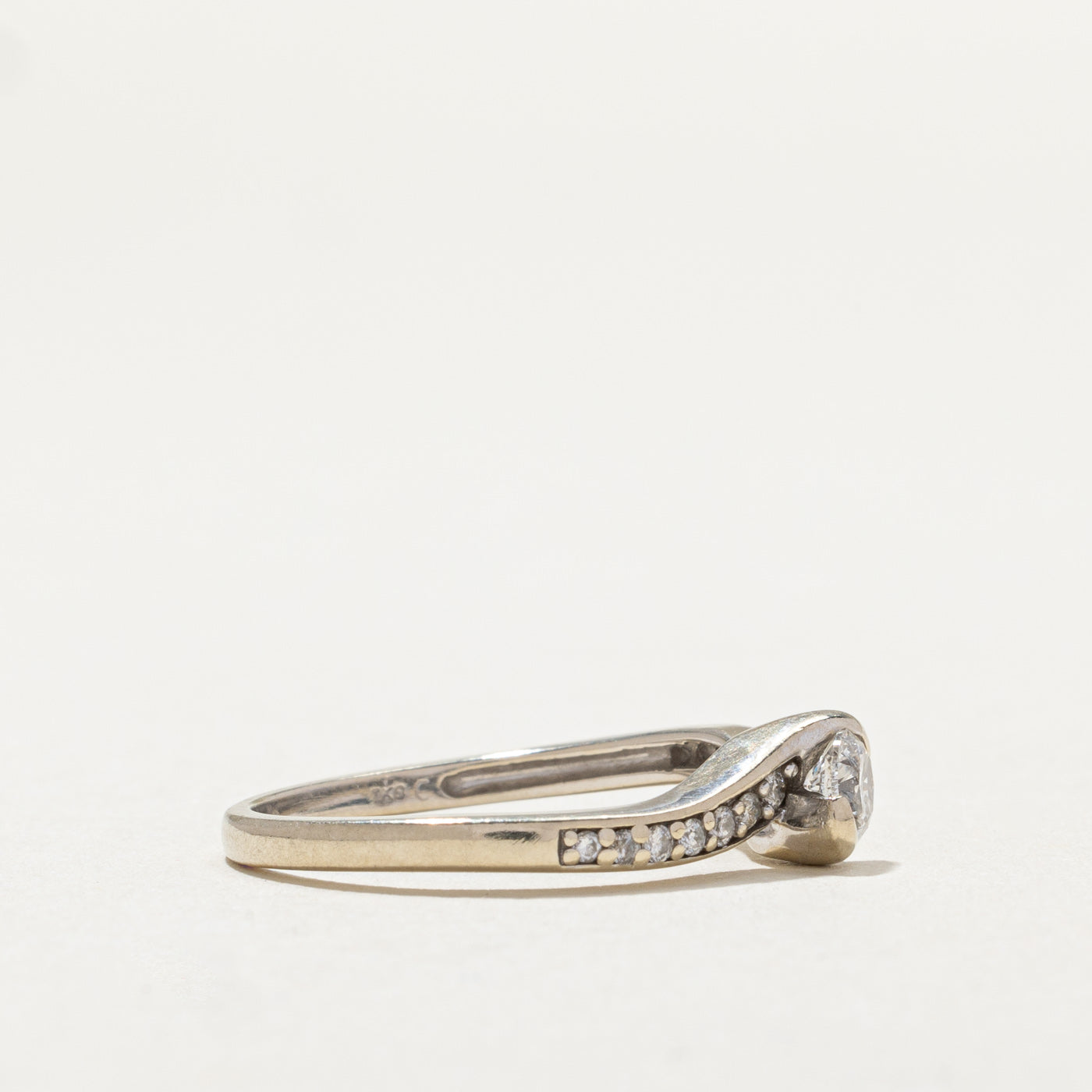 0.27ct Diamond Bypass Ring with 0.13ctw Side Stones - Size 7 | Elegant Wedding Band, Anniversary Gift, Promise Ring for Women | Perfect for Engagement, Proposal & Special Occasions