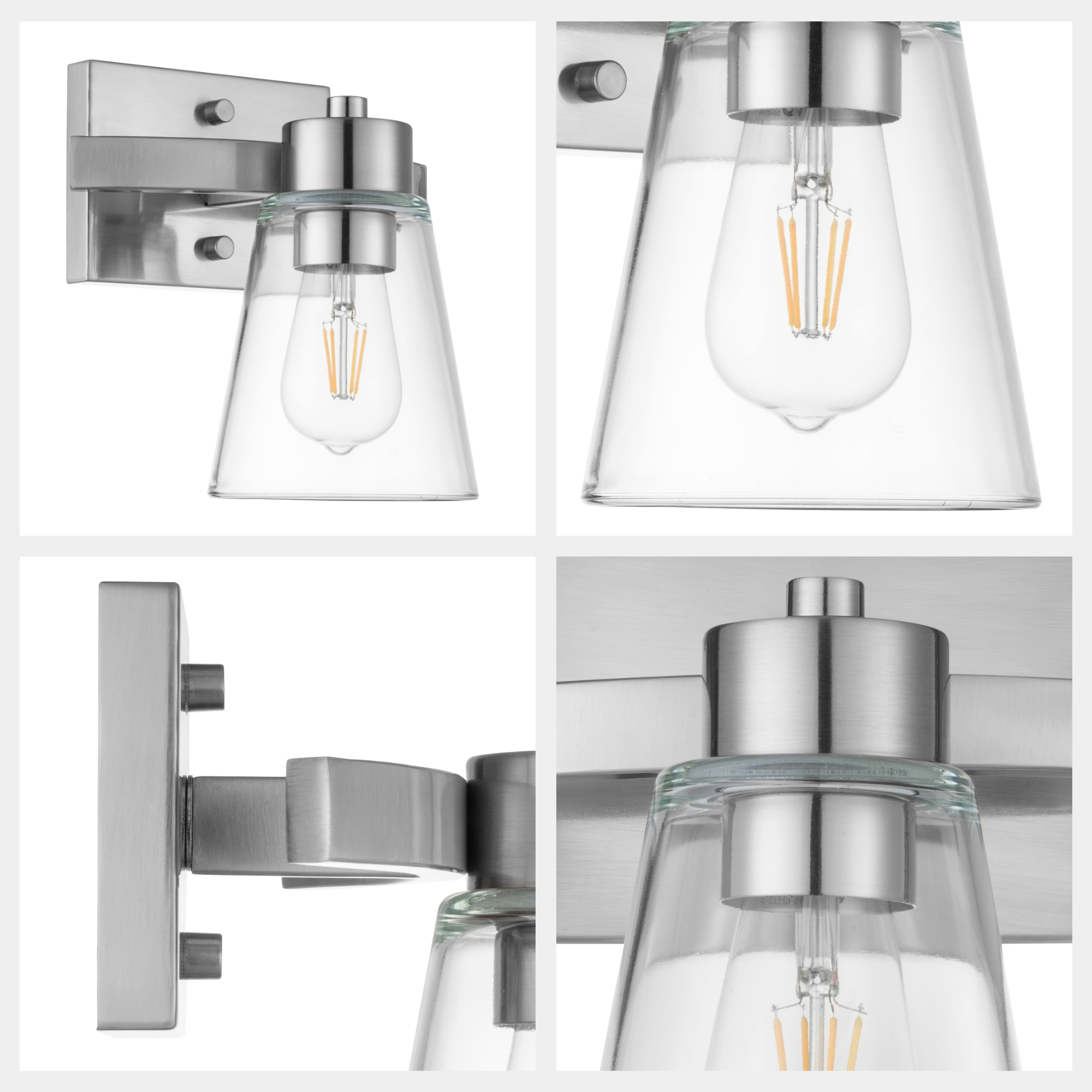 Fairendale Brushed Nickel Vanity Light with Clear Glass Shade - Perfect for Bathroom, Bedroom, and Dressing Room Lighting