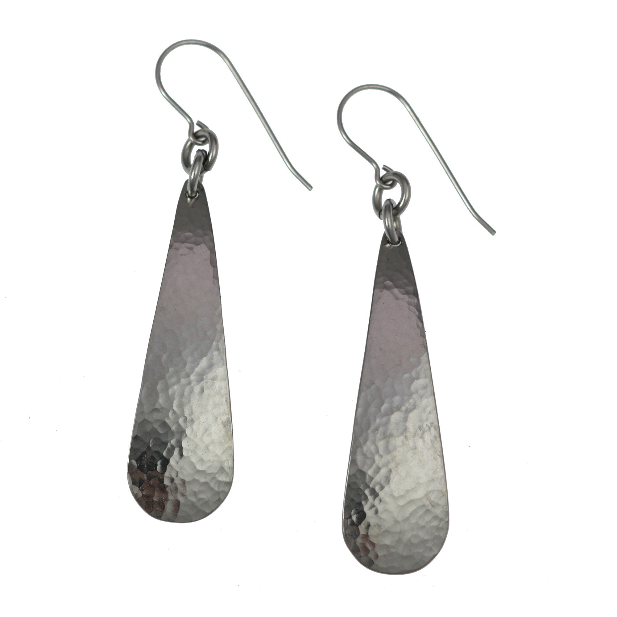 Hammered Stainless Steel Long Teardrop Earrings for Women - Hypoallergenic Dangle Drop Earrings for Party, Wedding & Everyday Wear