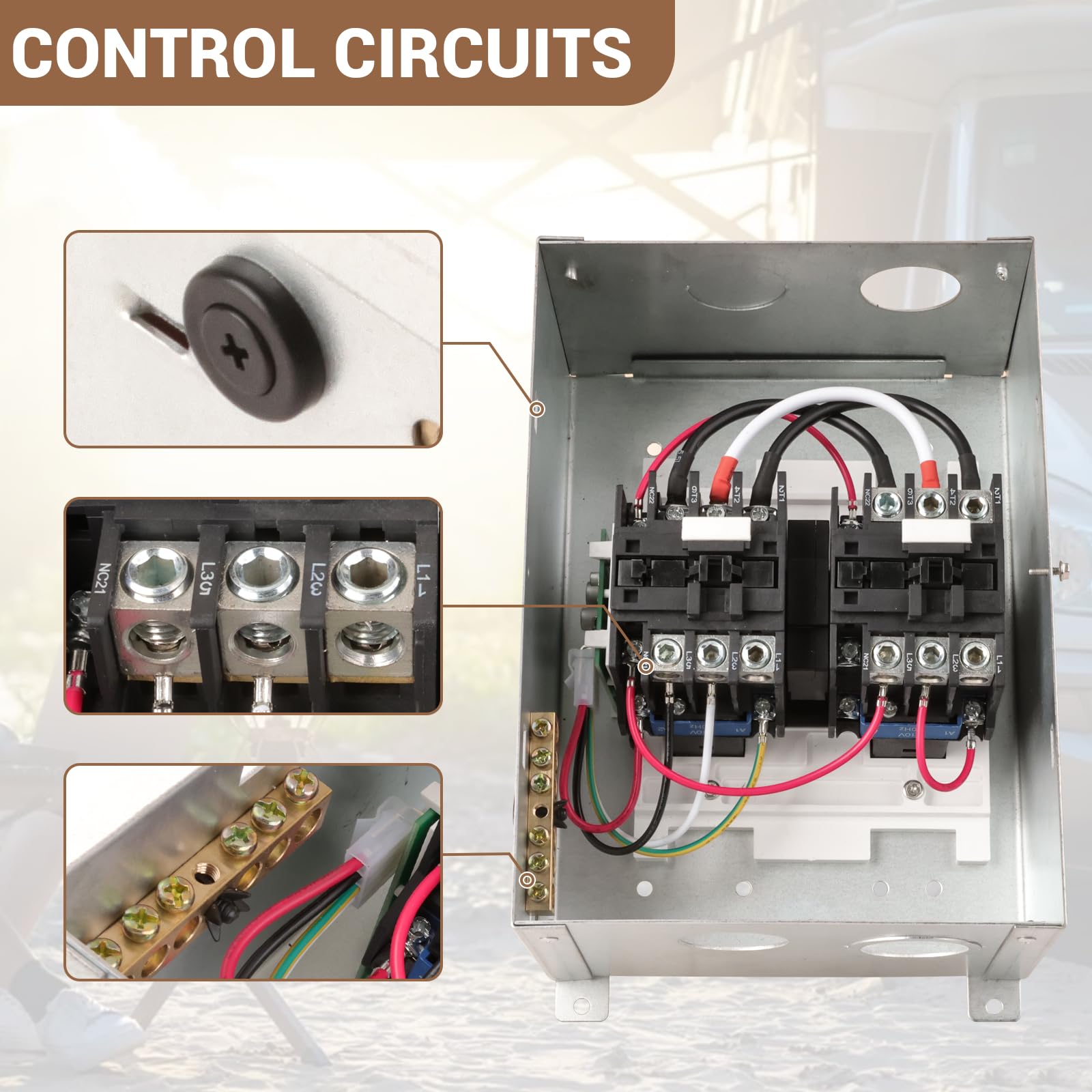 50 AMP Automatic Transfer Switch for RV, Outdoor, Speedboats - 120/240 VAC Generator Transfer Switch with 20-45 Sec Delay - Perfect for Camping, Boating & Emergency Power Backup
