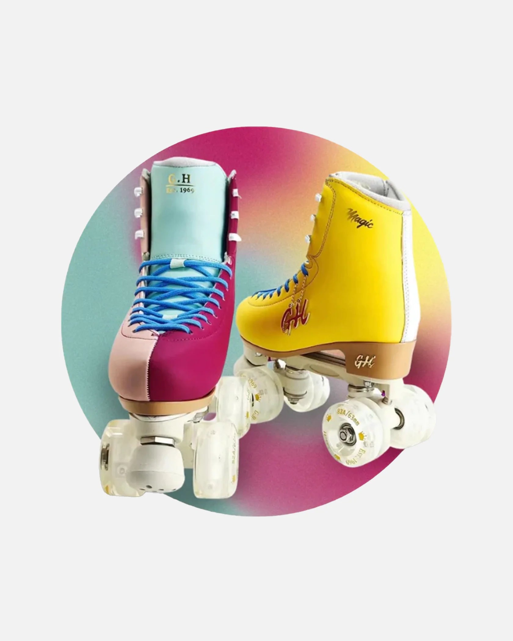 GH Street Magic Quad Roller Skates - Color Jam Style for Adults & Teens - Perfect for Outdoor Skating, Rink Roller Derby & Retro Disco Parties