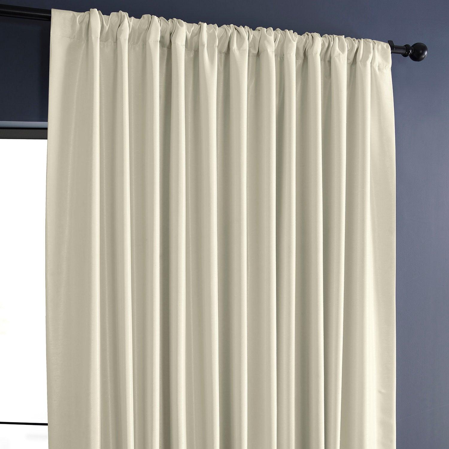 Off White Extra Wide Vintage Textured Faux Dupioni Silk Blackout Curtains - Thermal Insulated Window Drapes for Living Room & Bedroom