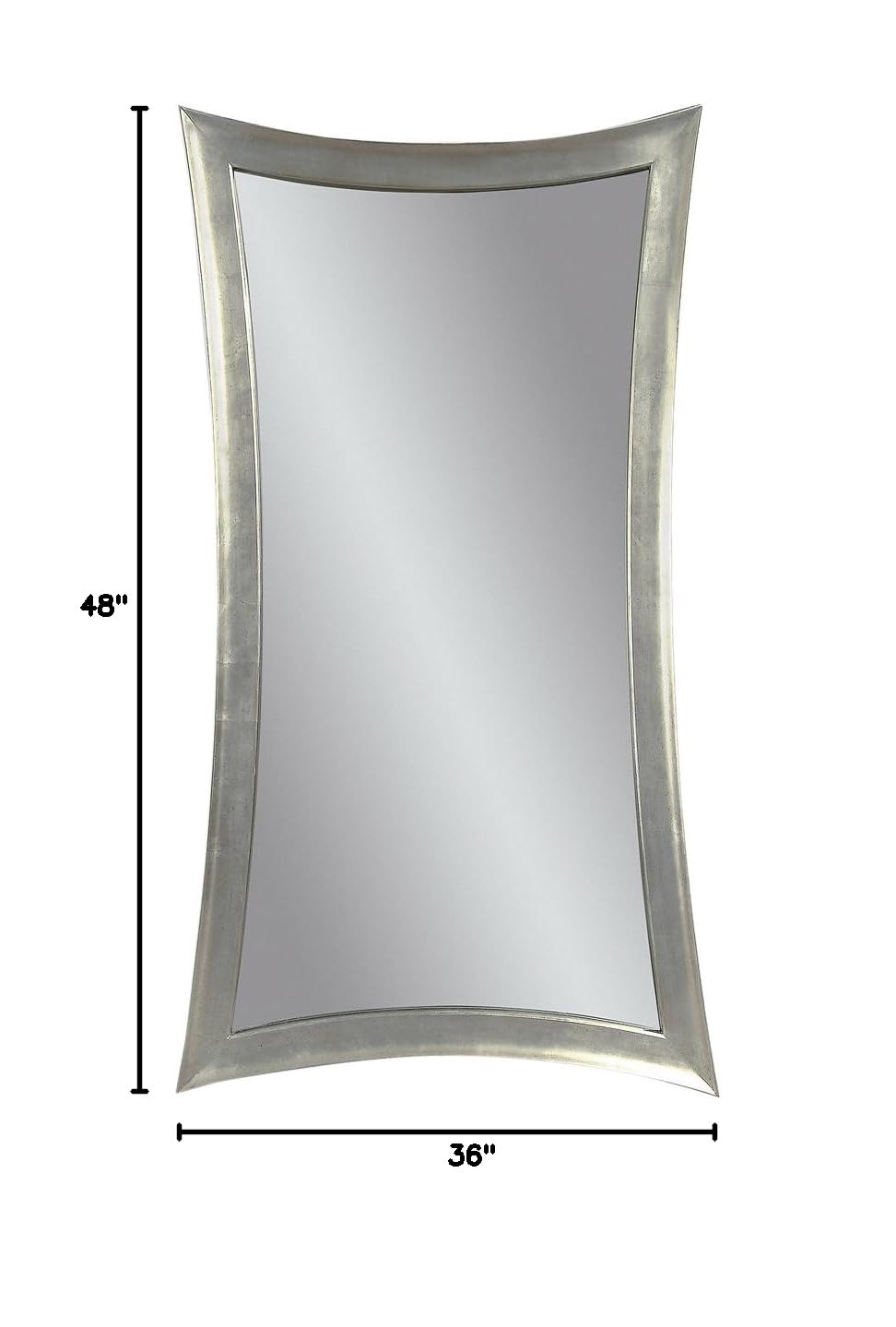 Bassett Silver Leaf Hour-Glass Wall Mirror - Elegant Decorative Mirror for Living Room, Bedroom & Entryway