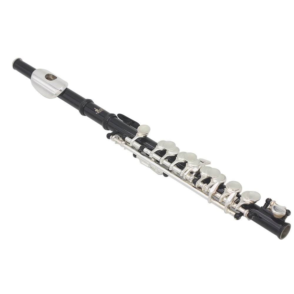 **16 Hole C Piccolo Flute Set - Silver Plated Detachable Piccolo with Screwdriver, Cleaning Tools & Case - Beginner Flute Kit for Students & Band (Black) - Perfect for Practice, Performances & Music Classes**
