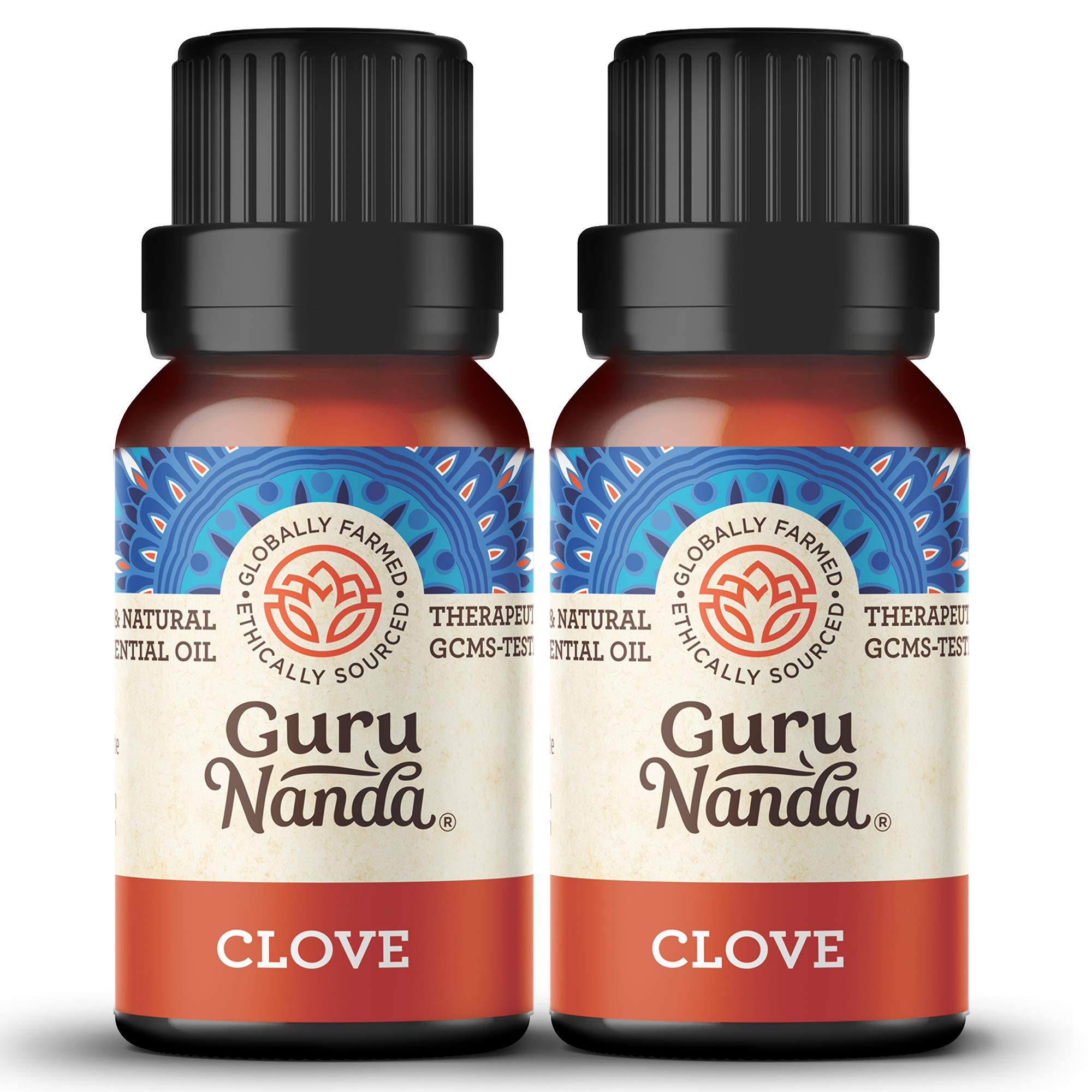 GuruNanda 100% Pure Clove Essential Oil (2 Pack x 15ml) - Therapeutic Grade Natural Oil for Oral Care, Teeth Health & Aromatherapy | Use in Diffusers for Spicy Scent, DIY Beauty Recipes & Home Remedies | Perfect for Dental Pain Relief, Stress Relief & Holiday Scenting