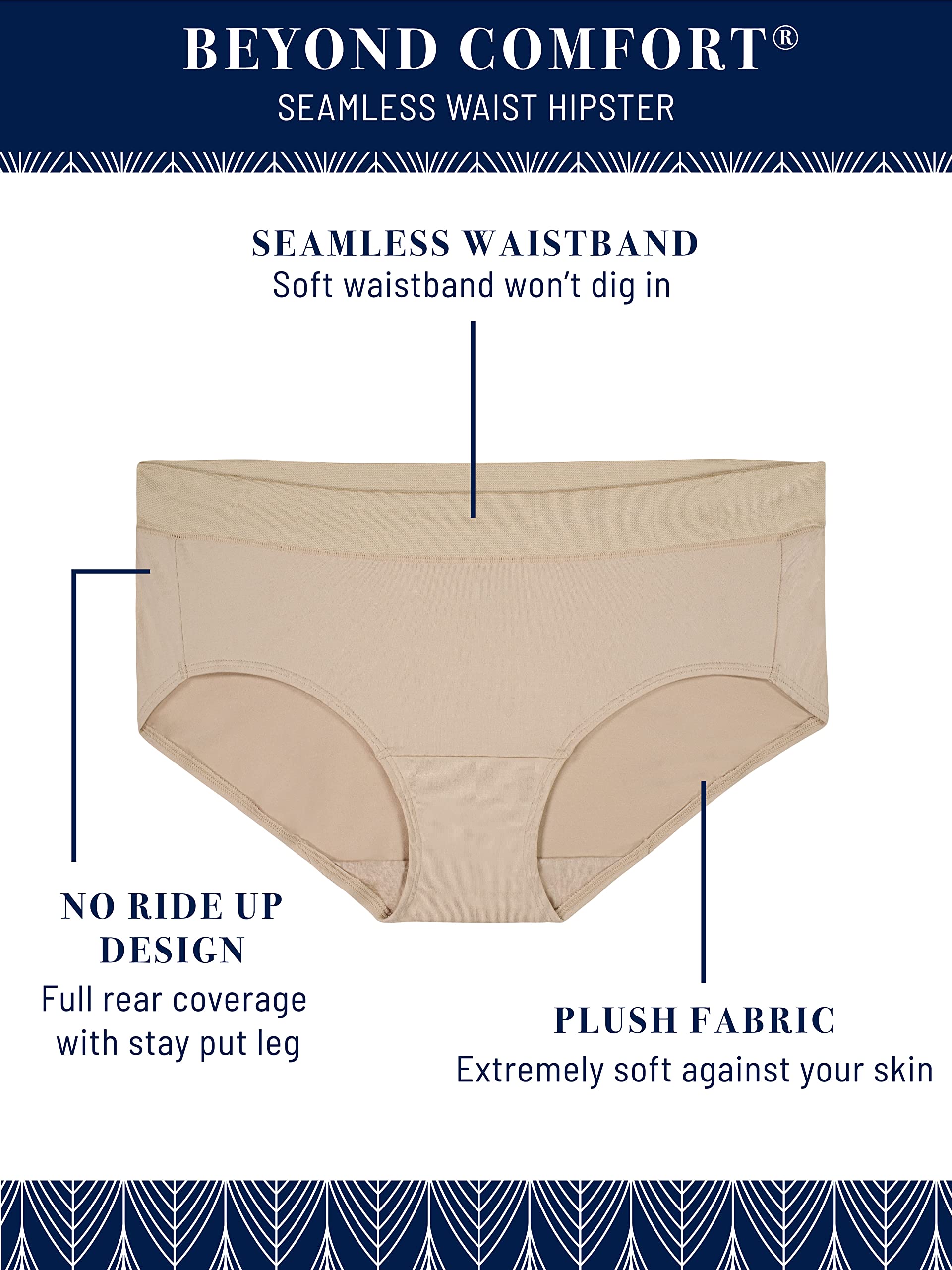 Vanity Fair Women's Beyond Comfort Seamless Waist Panties - Soft Stretch Underwear for Everyday Wear & All-Day Comfort