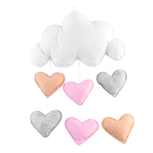 PRETYZOOM Baby Nursery Ceiling Mobile - Cloud & Heart Raindrop Ornament Hanging Decor for Baby Shower, Kids Room, Bedroom (Perfect for Newborns, Toddlers & Nursery Decor)
