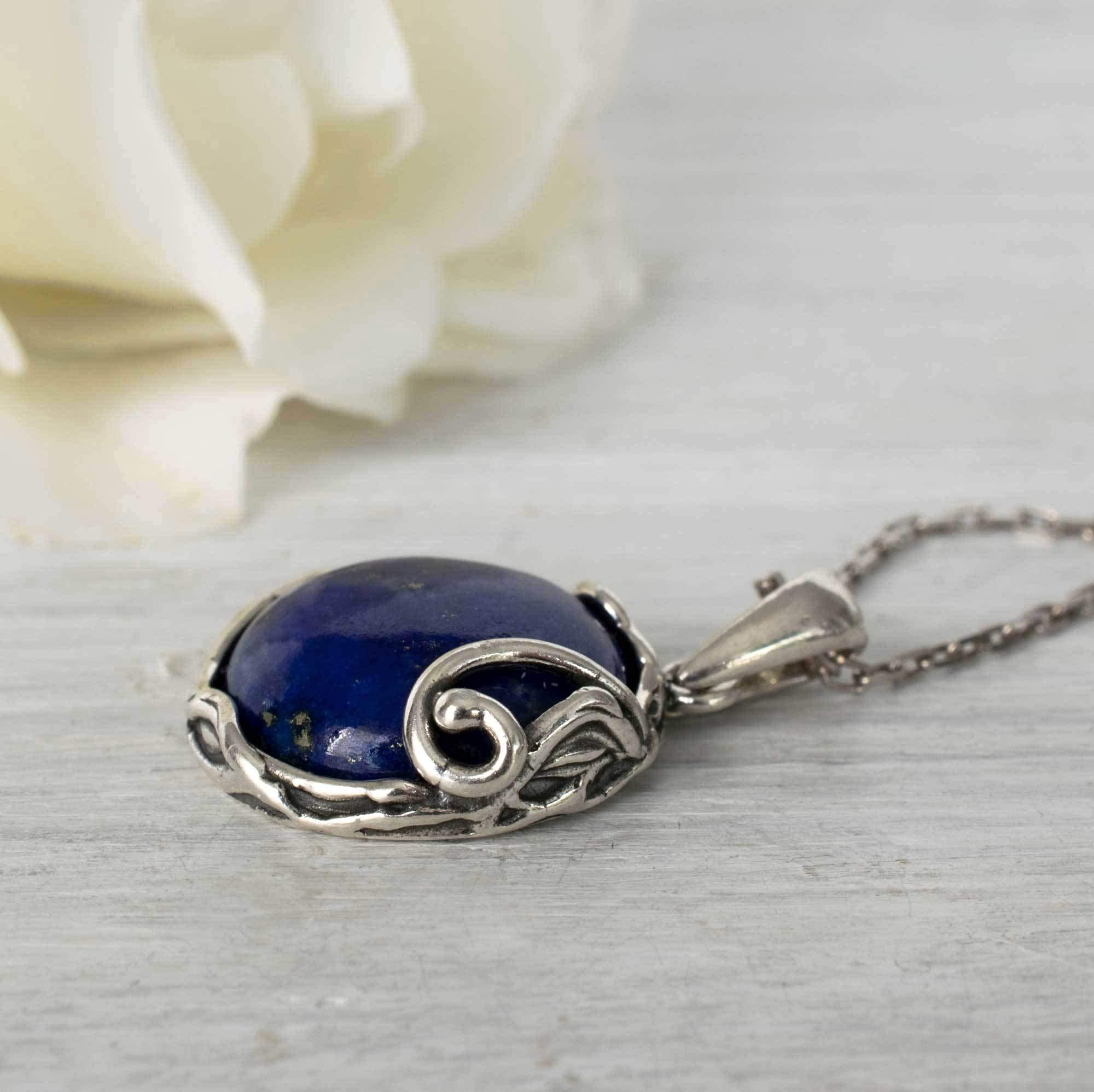 925 Sterling Silver Lapis Lazuli Necklace for Women - December Birthstone Jewelry - Elegant Silver Pendant Necklace - Statement & Everyday Jewelry - Gift for Her - Perfect for Parties, Office & Special Occasions
