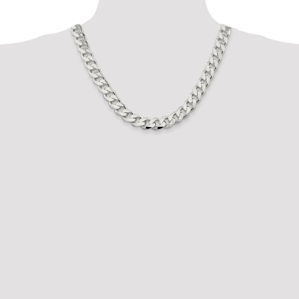 Diamond2Deal Sterling Silver 13mm Curb Chain Necklace for Men & Women - Trendy Layered Jewelry for Everyday Wear, Gifts & Special Occasions