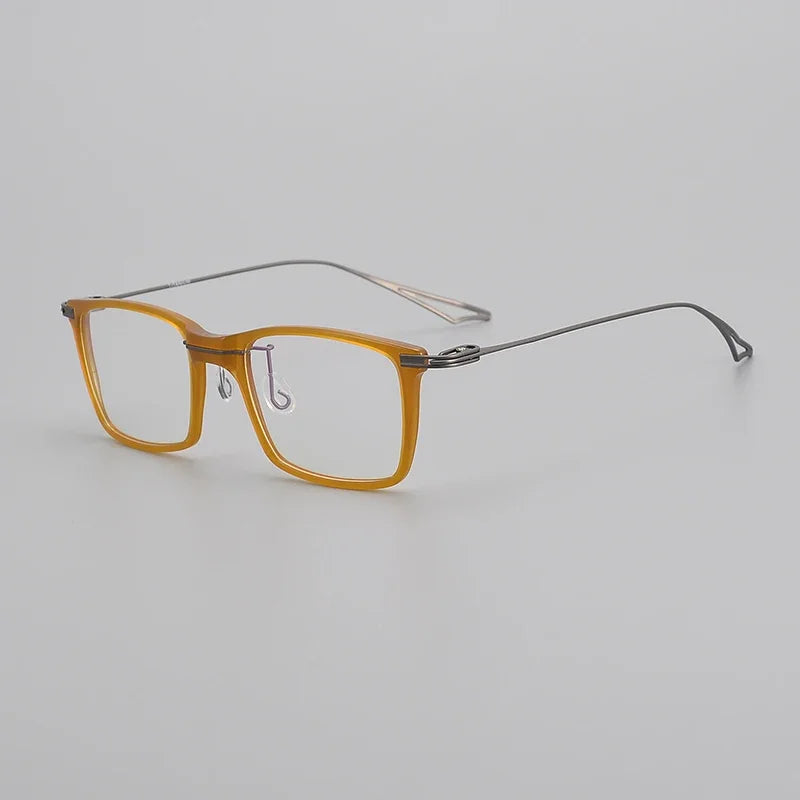 Aror Men's Full Rim Big Square Acetate Titanium Eyeglasses 15416 - Stylish & Durable Frames for Work, Reading & Everyday Wear