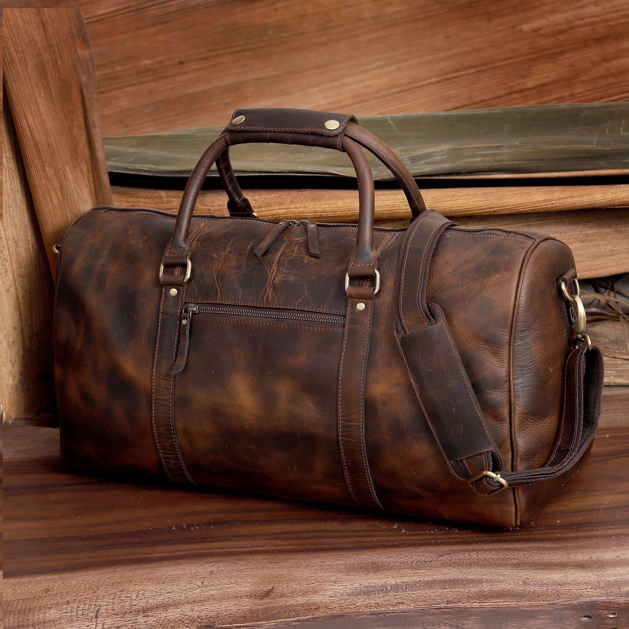 Premium Men's Leather Duffel Bag - 20
