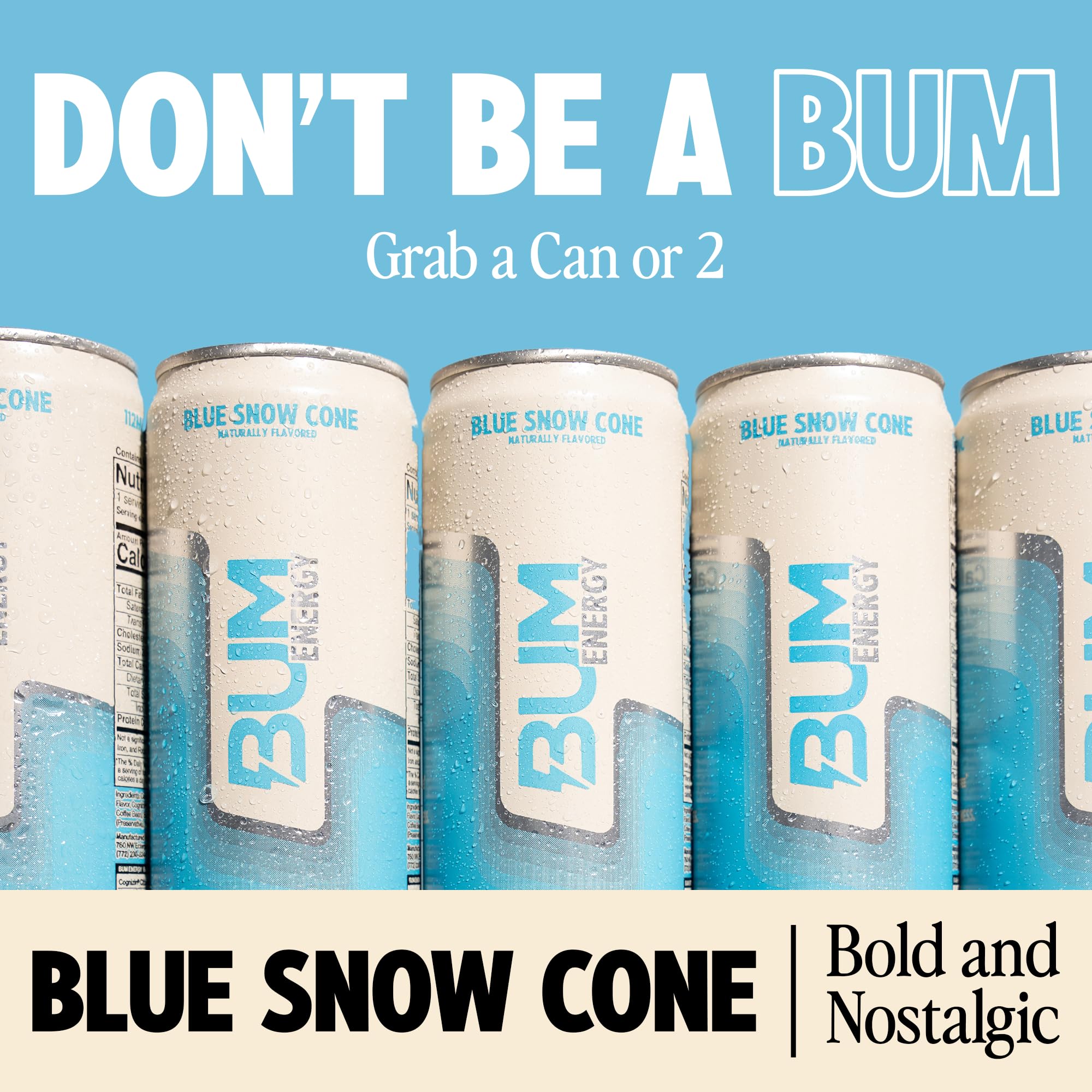 Sugar-Free Bum Energy Drinks - 12 Pack (355ml Each) | Low-Calorie Caffeine Boost for Workouts, Gaming & All-Nighters
