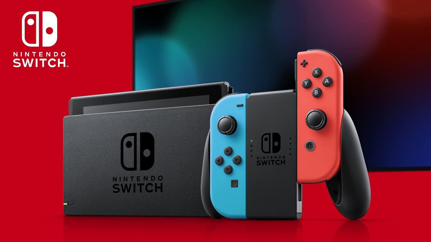 Nintendo Switch Console Neon Red/Neon Blue Bundle with Mario Kart 8 Deluxe Game & 3-Month Online Membership - Perfect for Family Gaming, Multiplayer Fun & Portable Entertainment