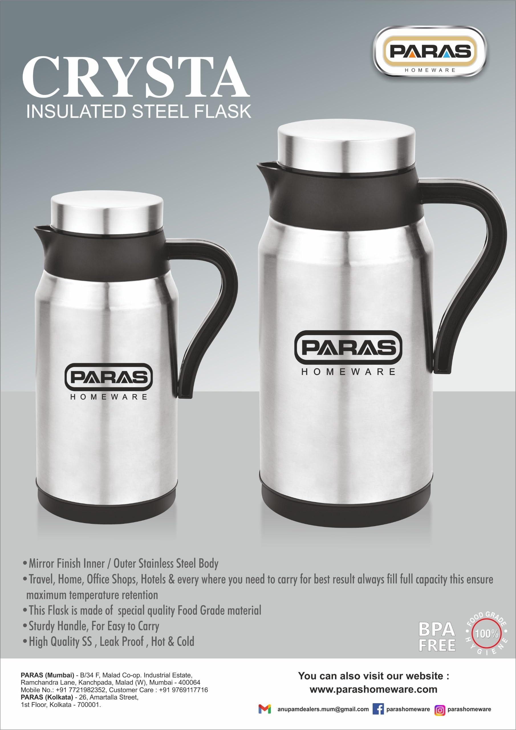 Premium Crystal Insulated Stainless Steel Flask - 850ml Hot & Cold Thermos with Leak-Proof Lid | Food Grade Plastic & High-Grade Steel | Perfect for Travel, Camping & Office Use