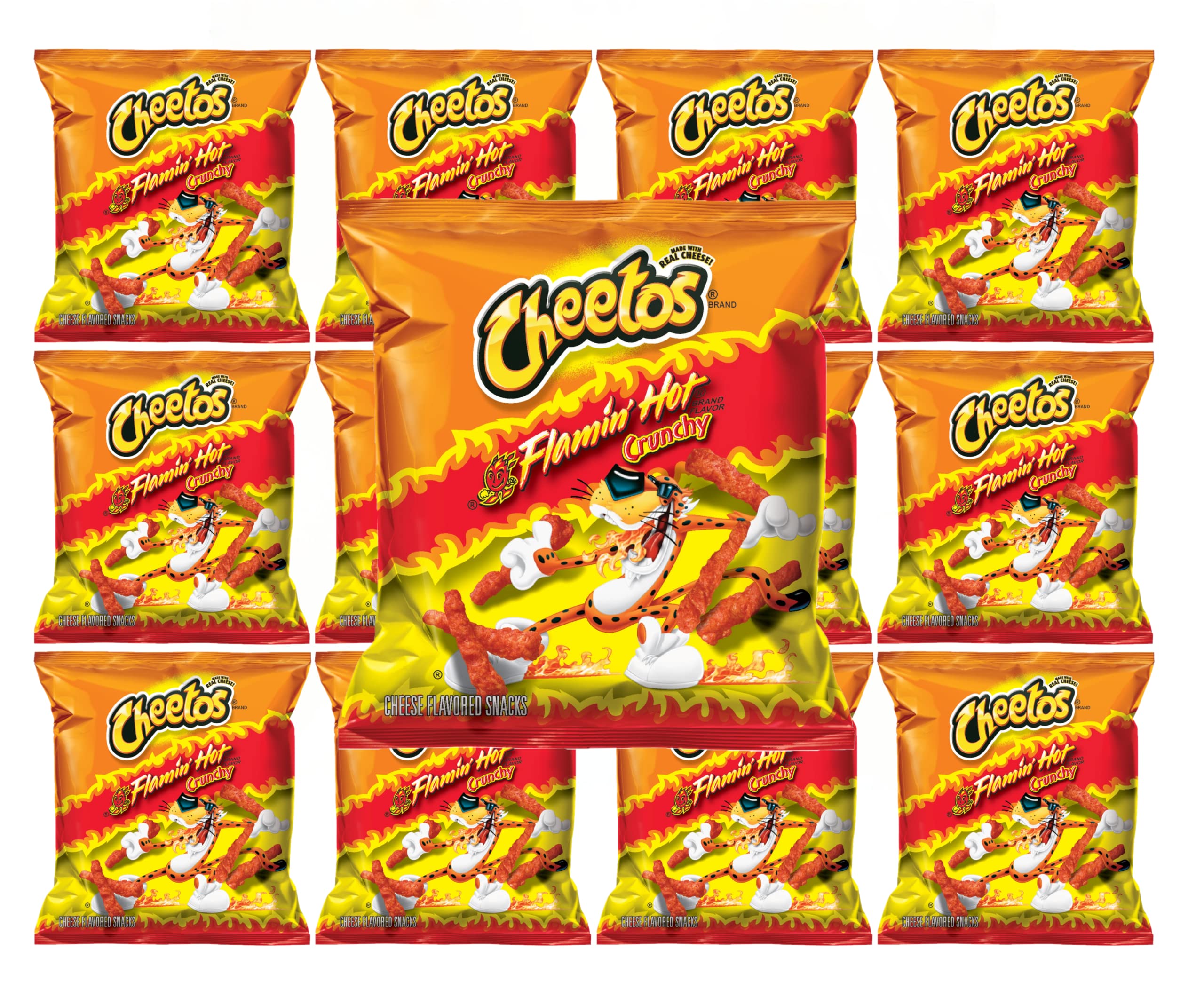 Cheetos Crunchy Flamin' Hot Cheese Snacks - 10 Pack of 1 Oz Bags - Perfect for Parties, Lunchboxes & On-the-Go Snacking