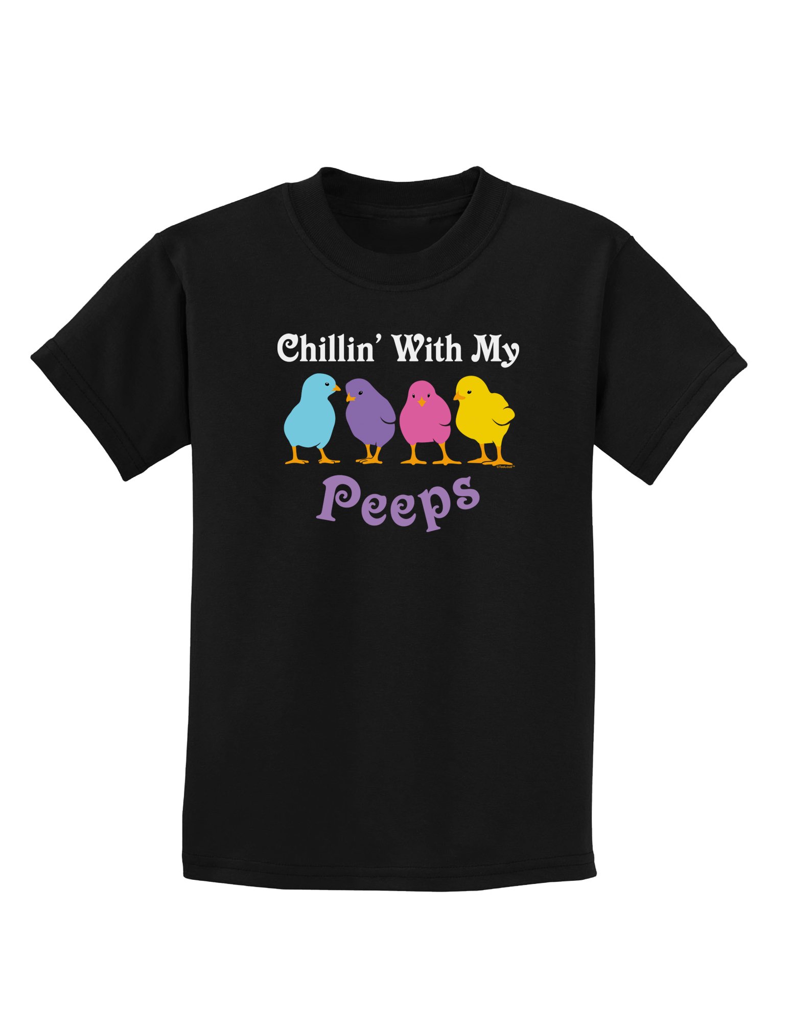 TOOLOUD Chillin with My Peeps Kids' Dark T-Shirt - Fun Graphic Tee for Boys & Girls - Perfect for Playdates, School & Family Outings