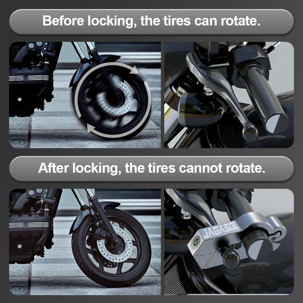 Motorcycle Helmet & Brake Lock Combo - Anti-Theft Handlebar Lock for Scooters, ATV, Dirt Bikes - Secure Parking Protection