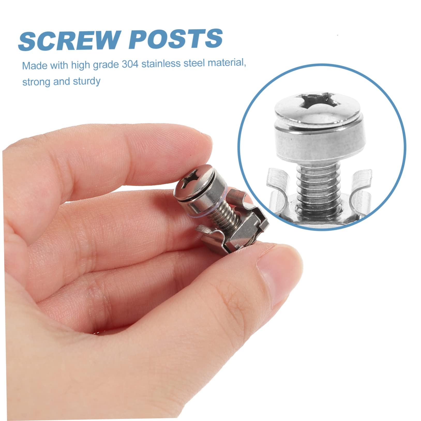 SOLUSTRE 48 Sets 304 Stainless Steel Rack Mount Nuts & Screws Kit - Computer Rack Cage Nuts, Server Shelf Hardware - Perfect for Data Center, Server Rack, Network Cabinet Installation